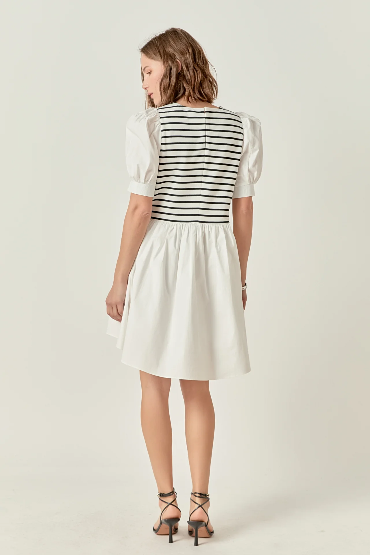 Puff Sleeve High Low Knit Combo Dress - Image 9