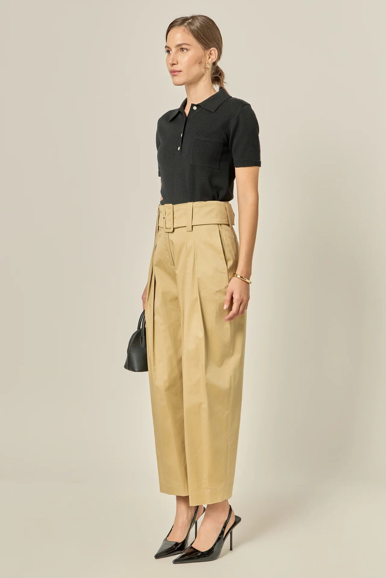 High Waist Belted Wide Leg Pants - Image 3