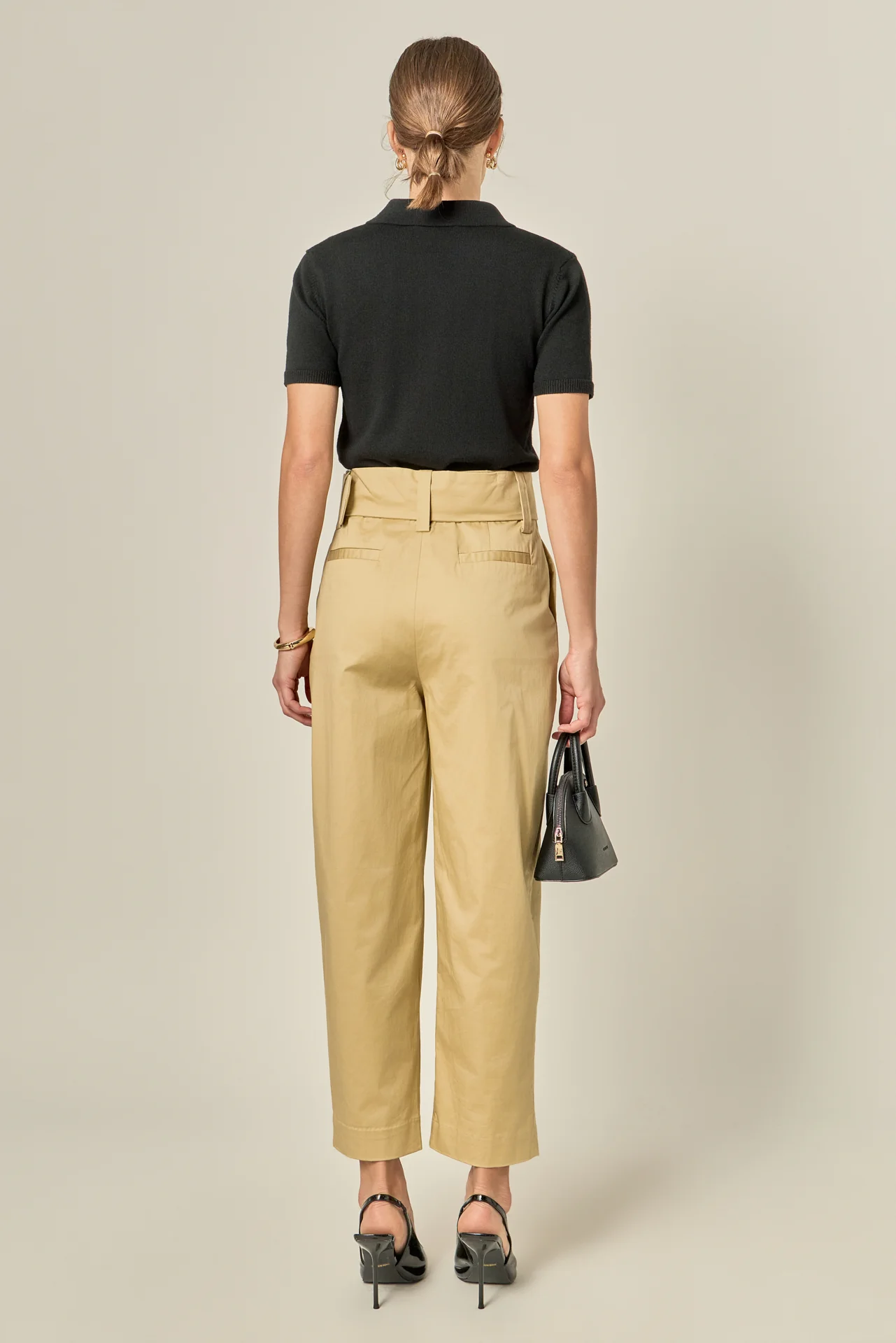 High Waist Belted Wide Leg Pants - Image 4