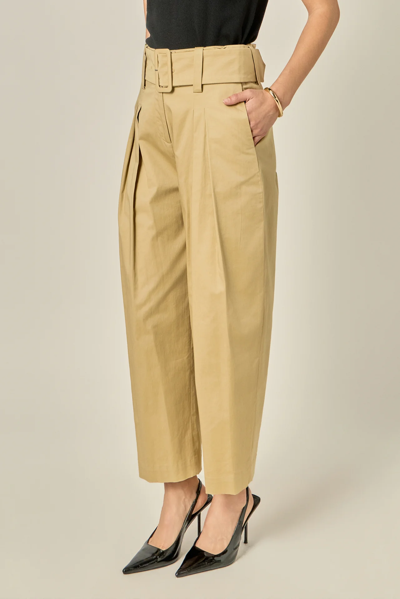 High Waist Belted Wide Leg Pants - Image 5