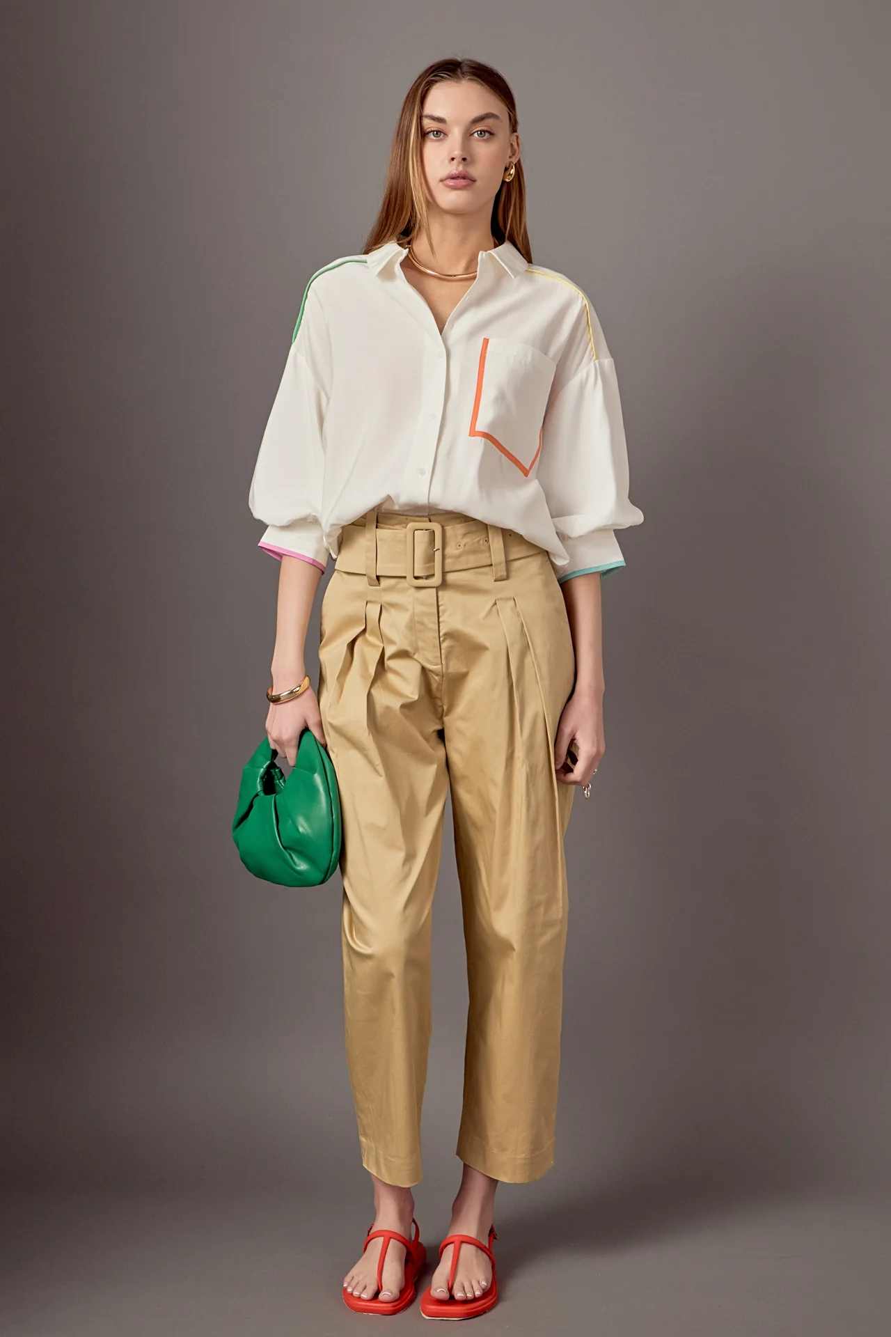 High Waist Belted Wide Leg Pants - Image 6