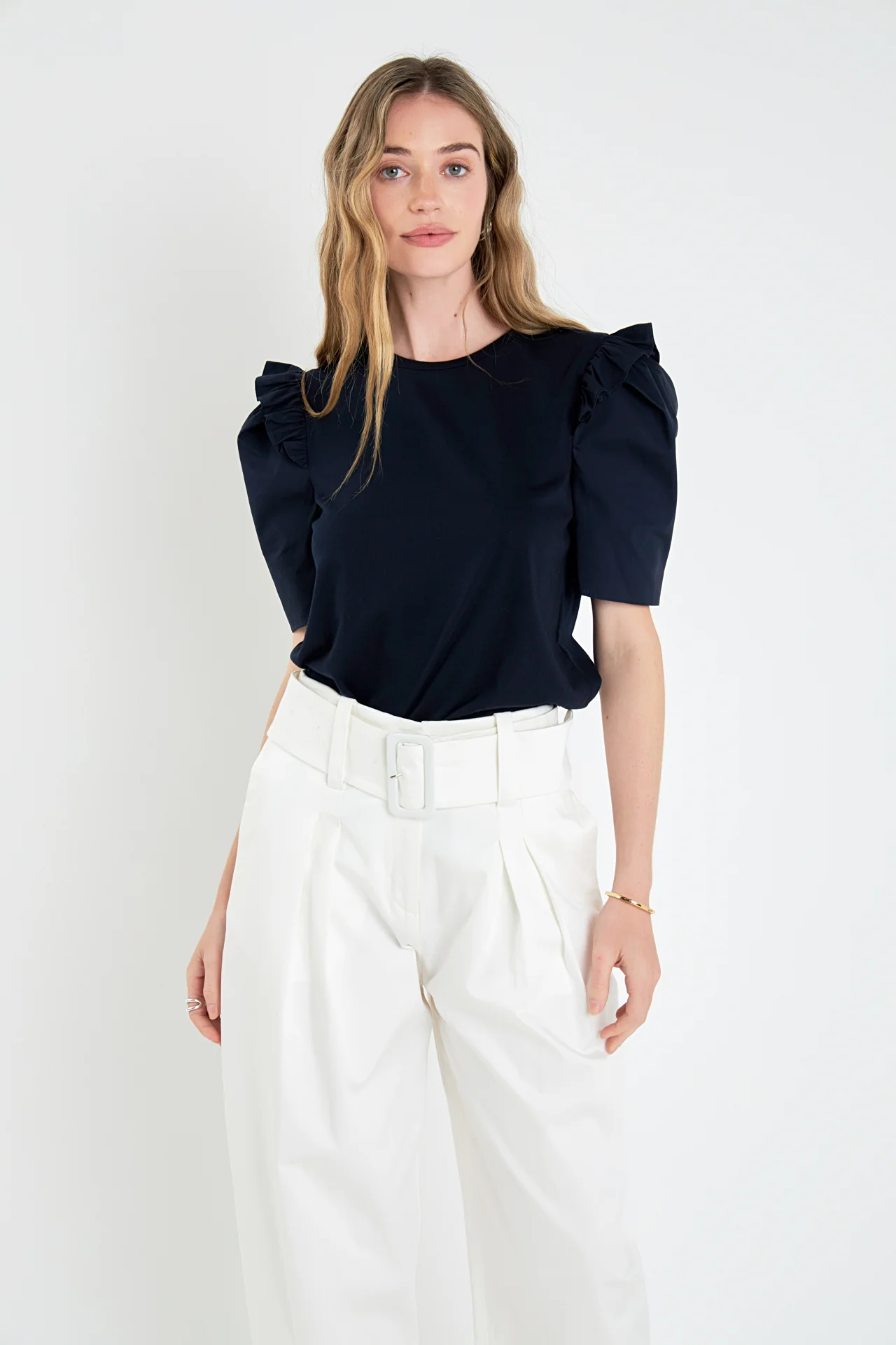 High Waist Belted Wide Leg Pants - Image 9