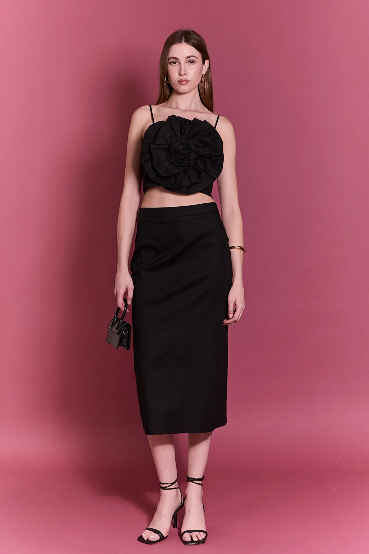 High Waisted Column Midi Skirt - Image 3