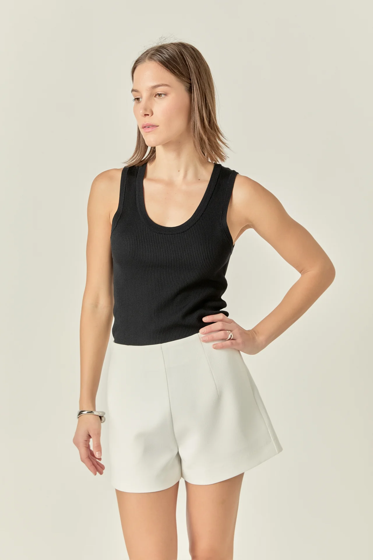 High Waisted Twill Shorts - Image 6