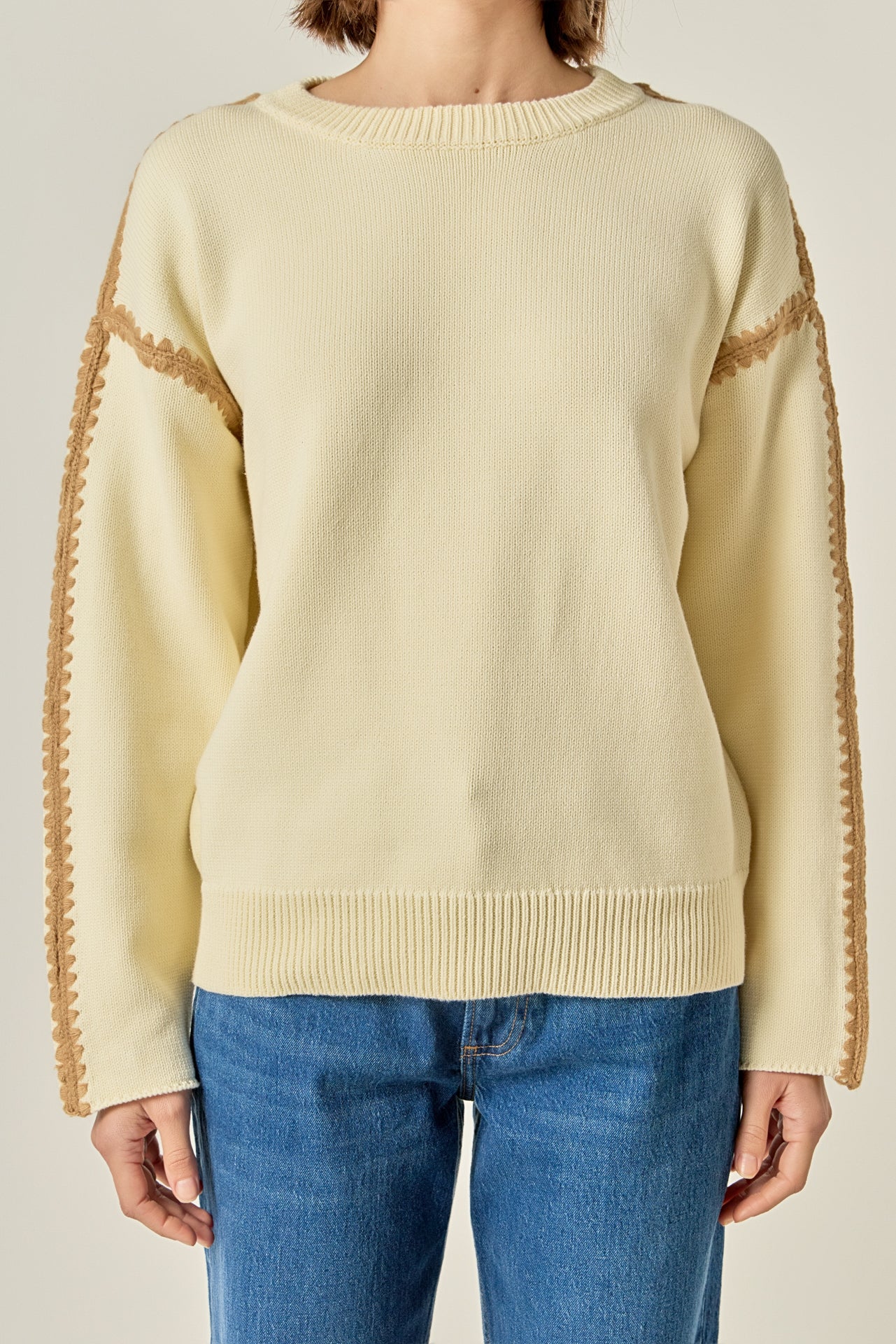 Stitch Detailed Crew Neck Knit - Image 2