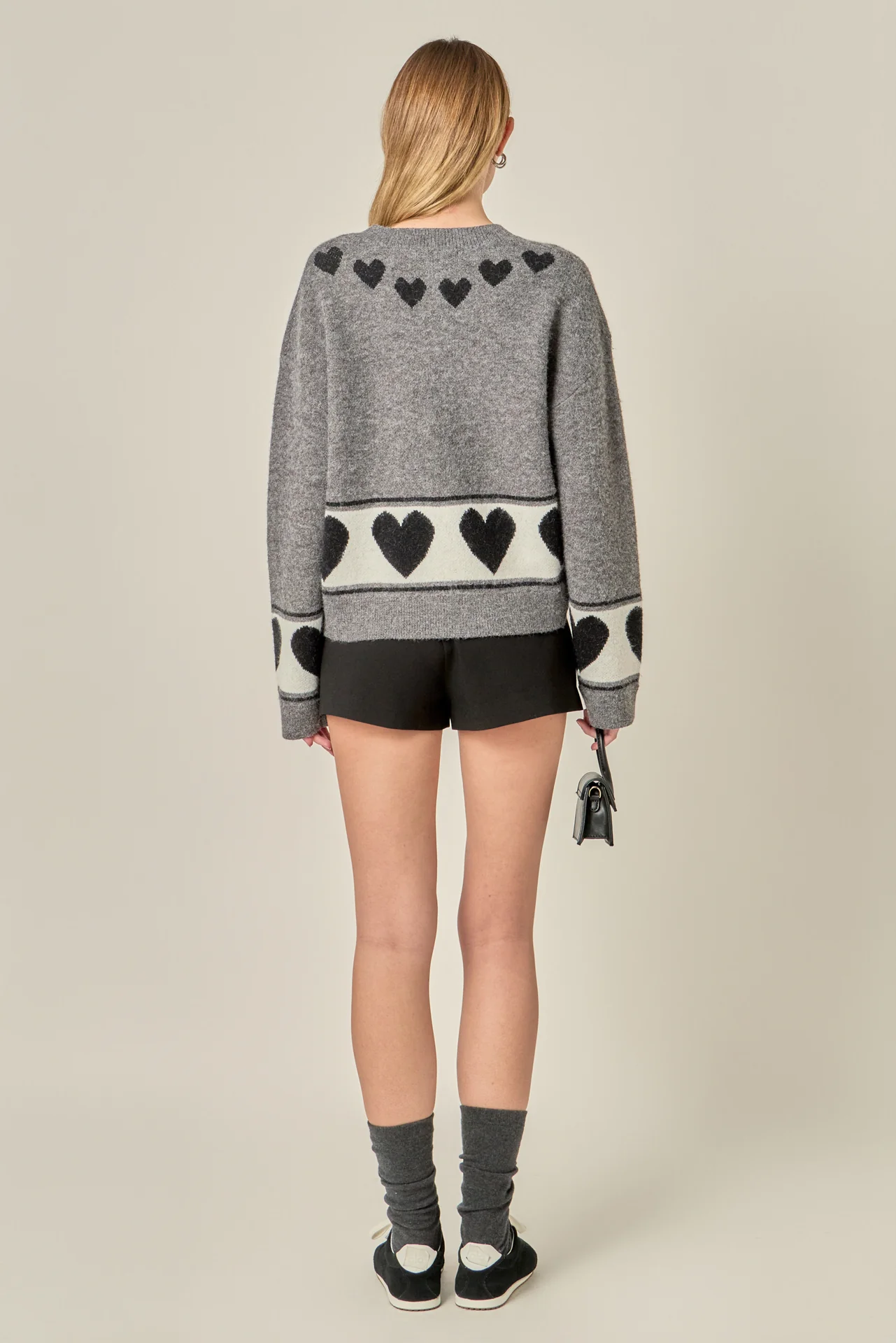 Knit Cardigan with Cherry Heart Pattern - Image 5