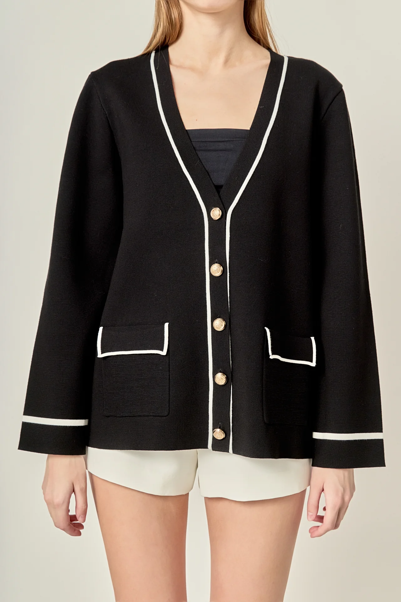 Knit Contrast Cardigan - Image 2