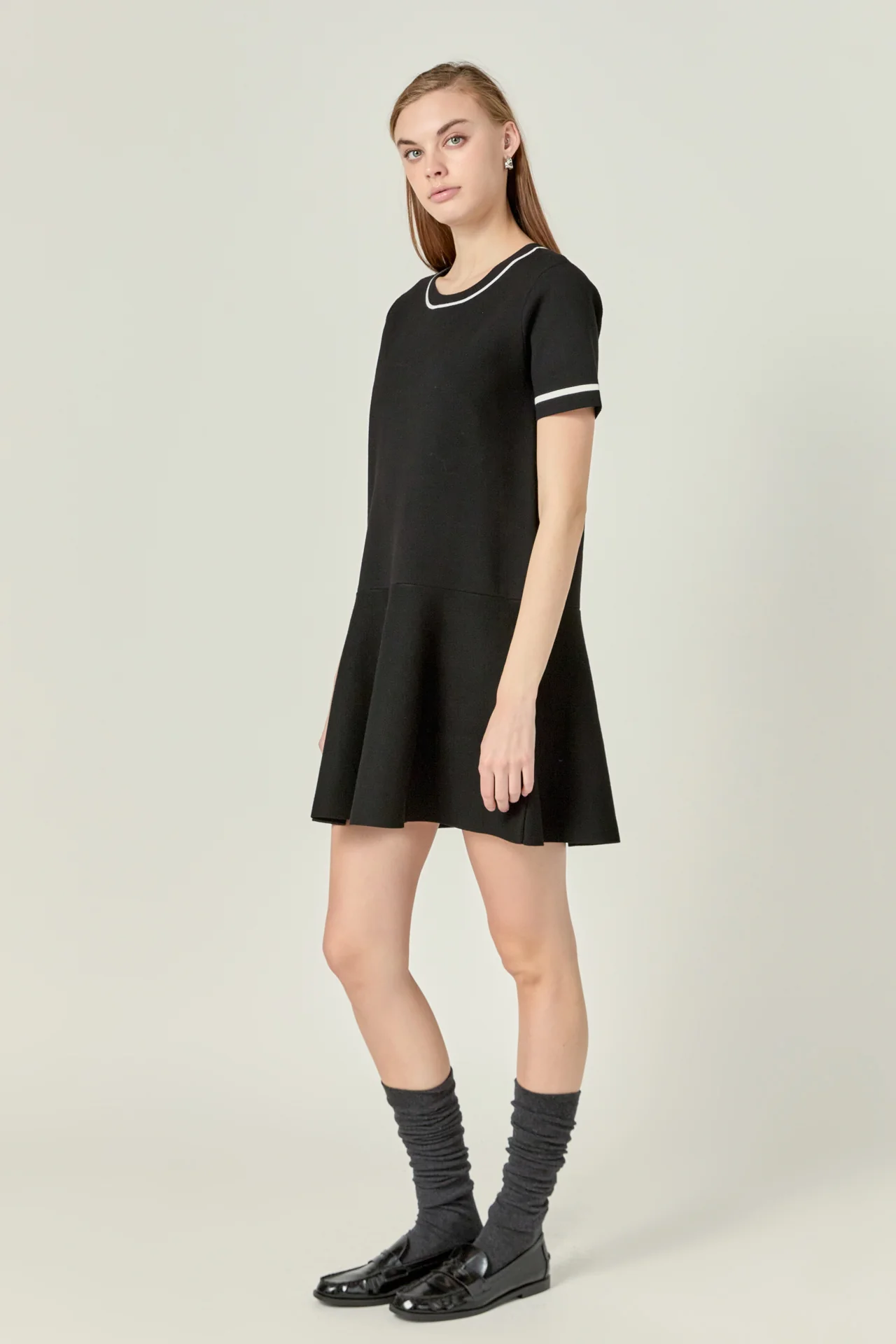 Knit Contrast Mini Dress - Image 3