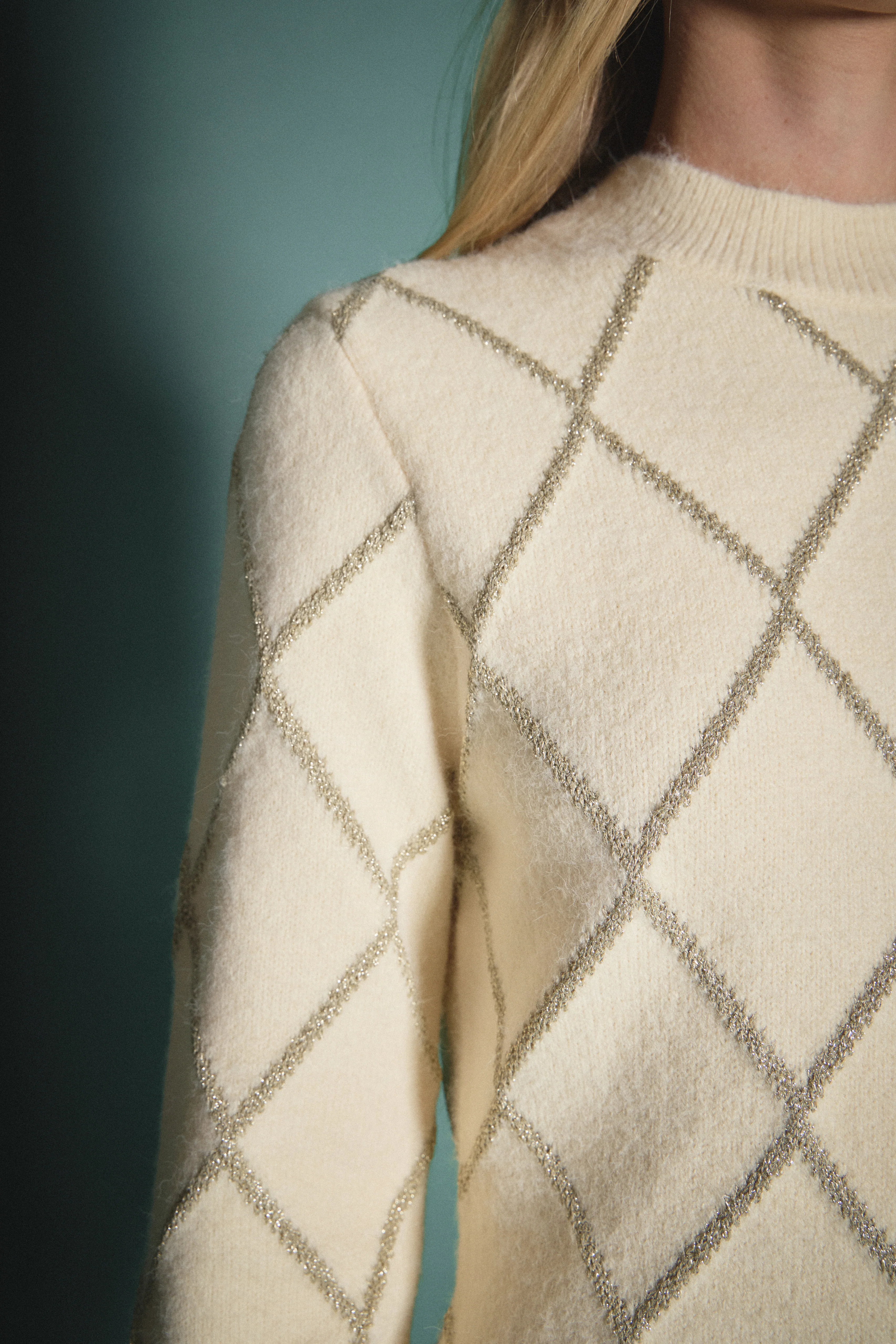 Lurex Argyle Pattern Dress - Image 2
