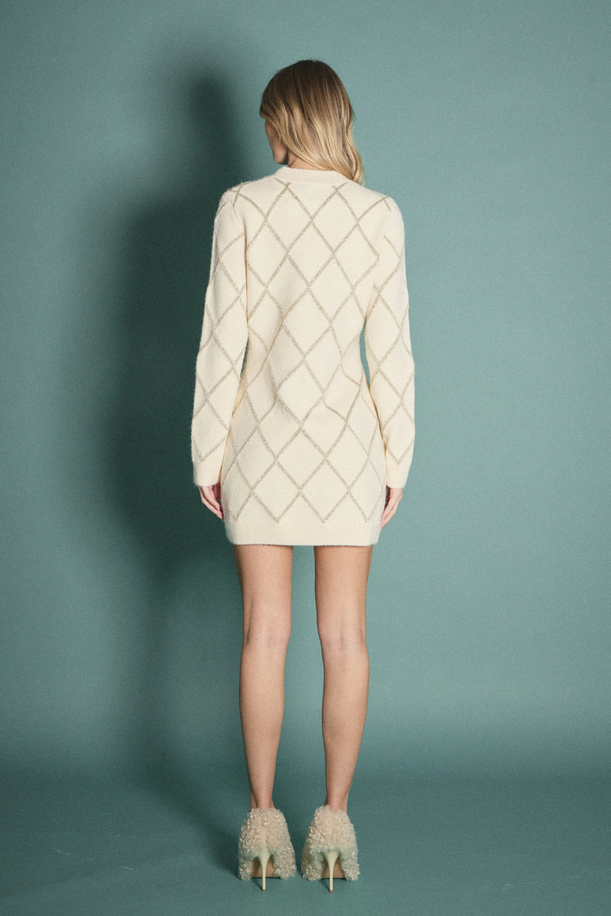 Lurex Argyle Pattern Dress - Image 4