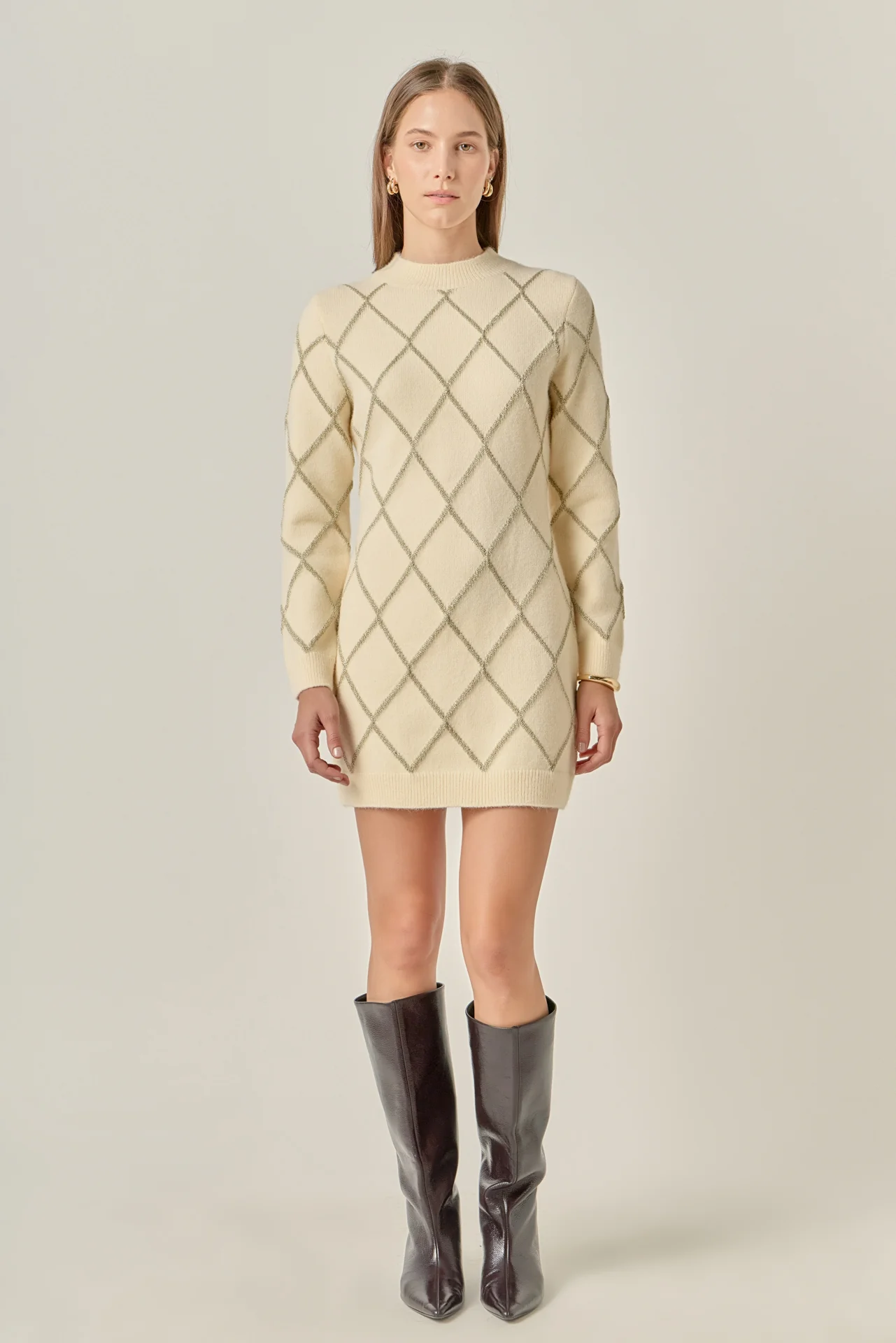 Lurex Argyle Pattern Dress - Image 6