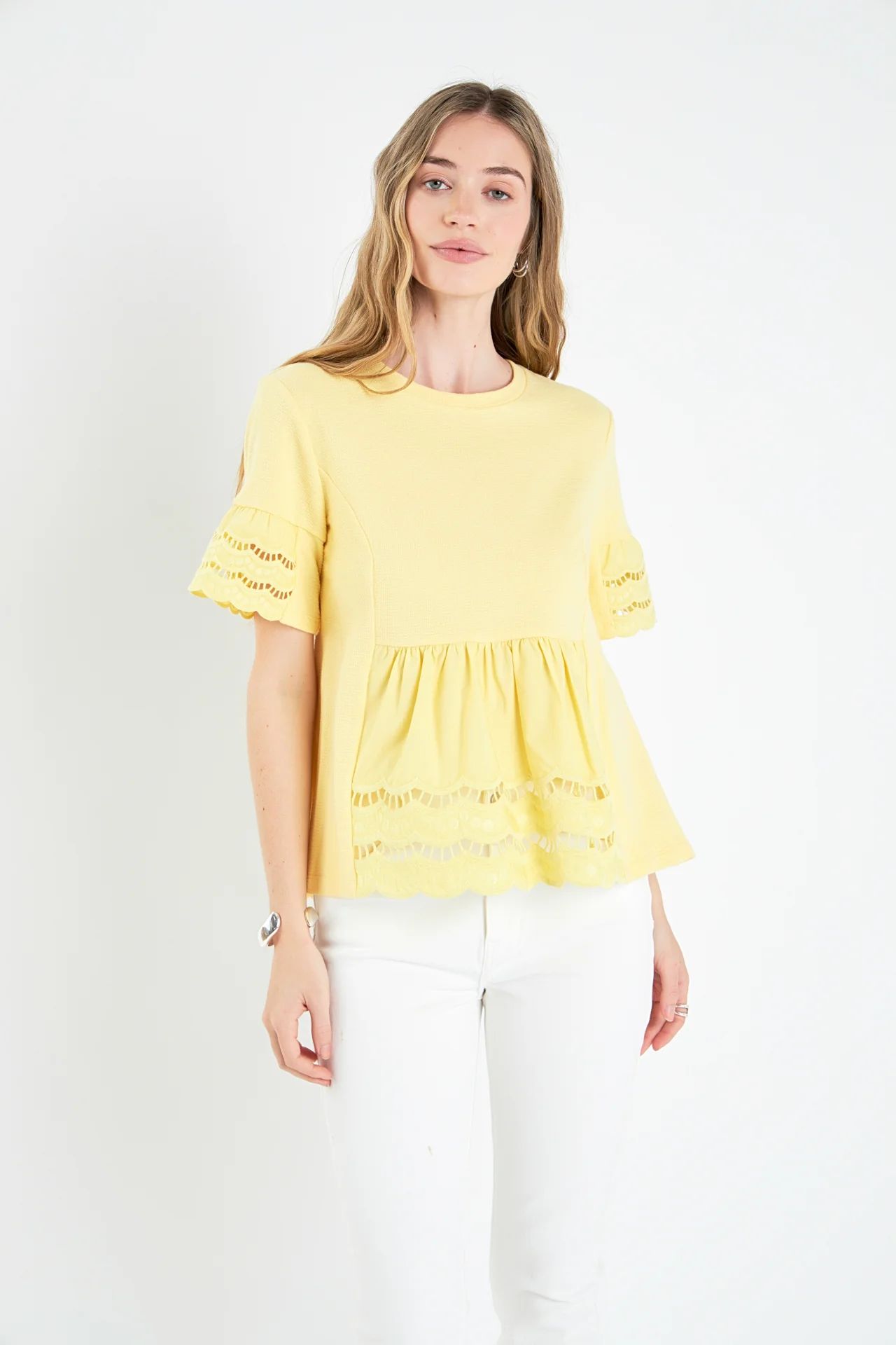 Knit Eyelet Mixed T-Shirts - Image 10