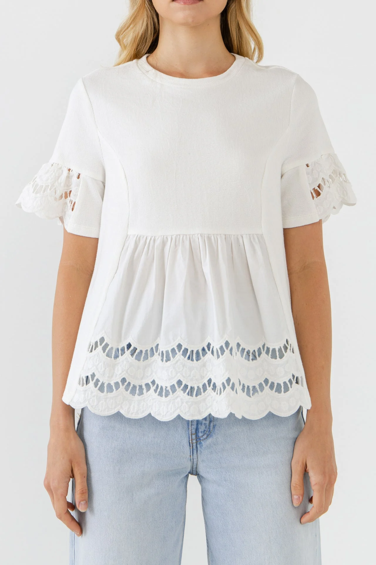 Knit Eyelet Mixed T-Shirts - Image 12