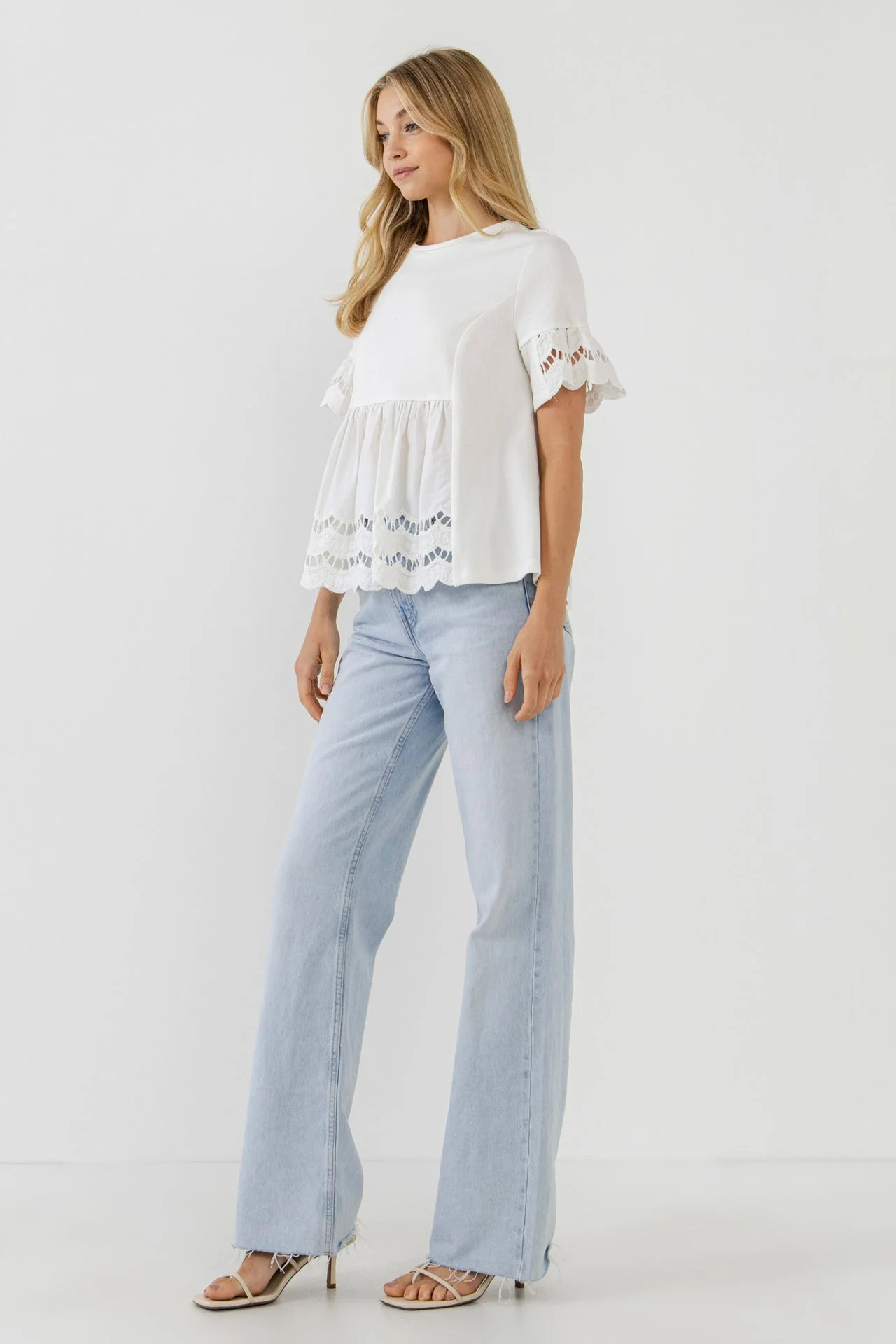 Knit Eyelet Mixed T-Shirts - Image 13