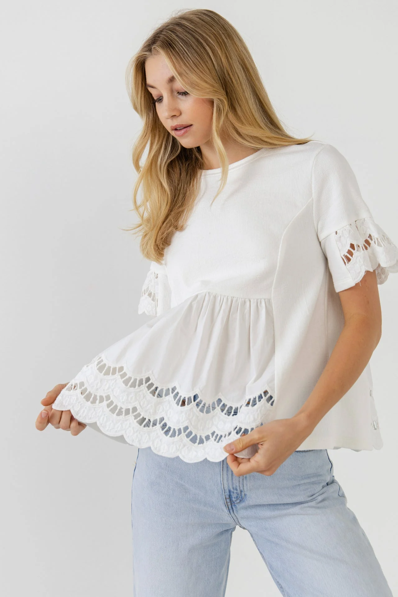 Knit Eyelet Mixed T-Shirts - Image 15