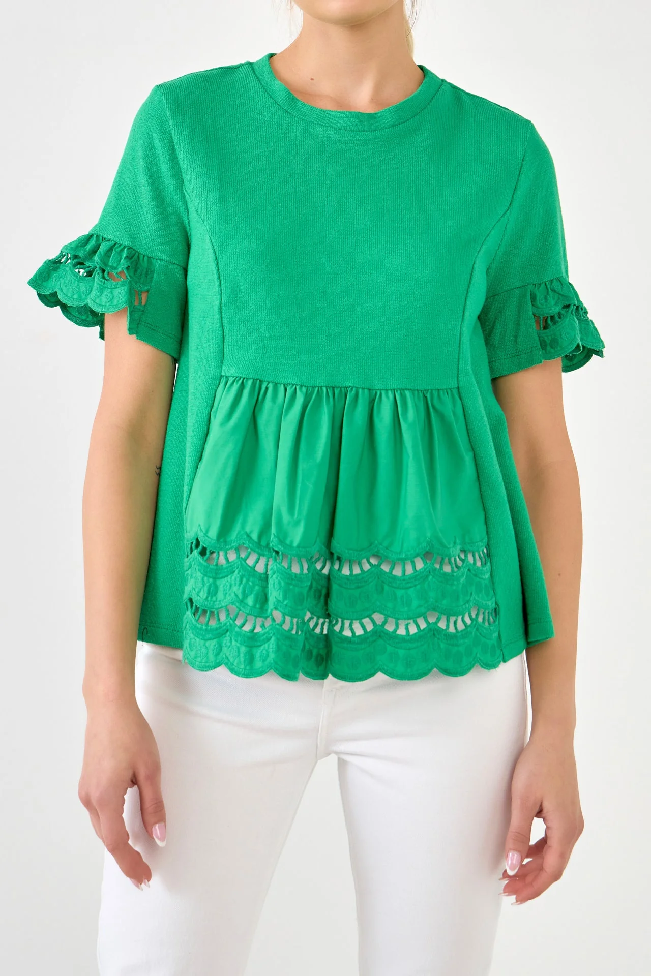 Knit Eyelet Mixed T-Shirts - Image 17
