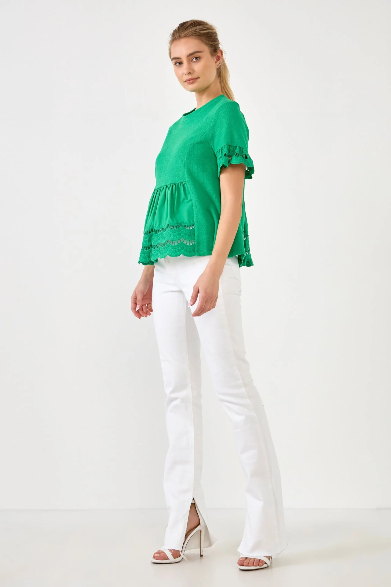 Knit Eyelet Mixed T-Shirts - Image 18