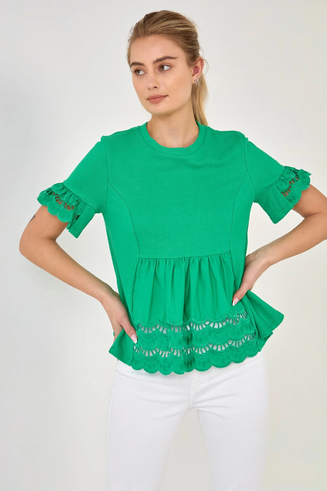 Knit Eyelet Mixed T-Shirts - Image 20