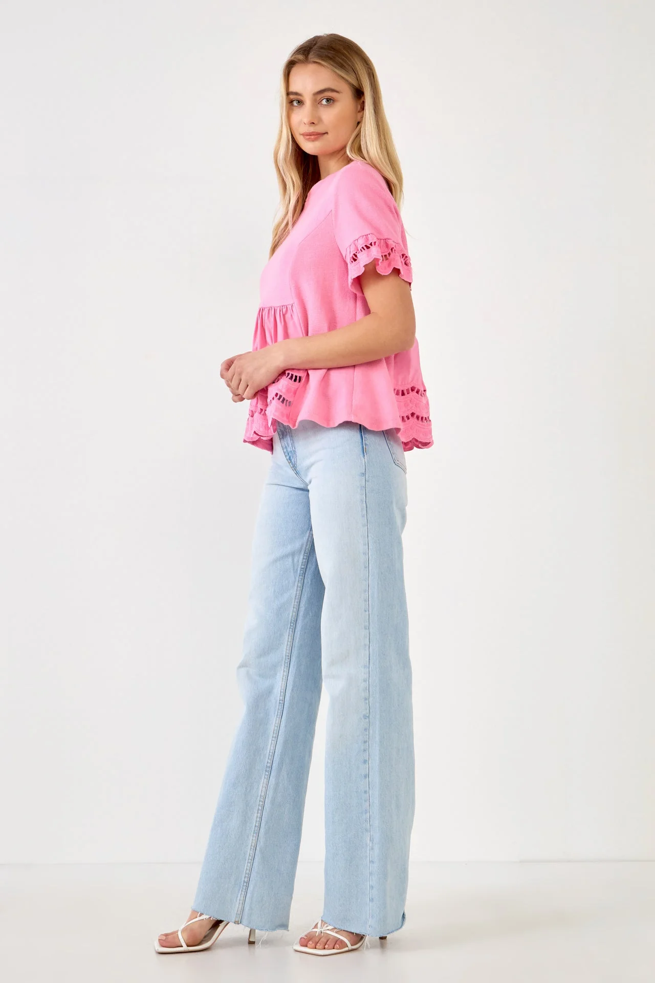 Knit Eyelet Mixed T-Shirts - Image 3