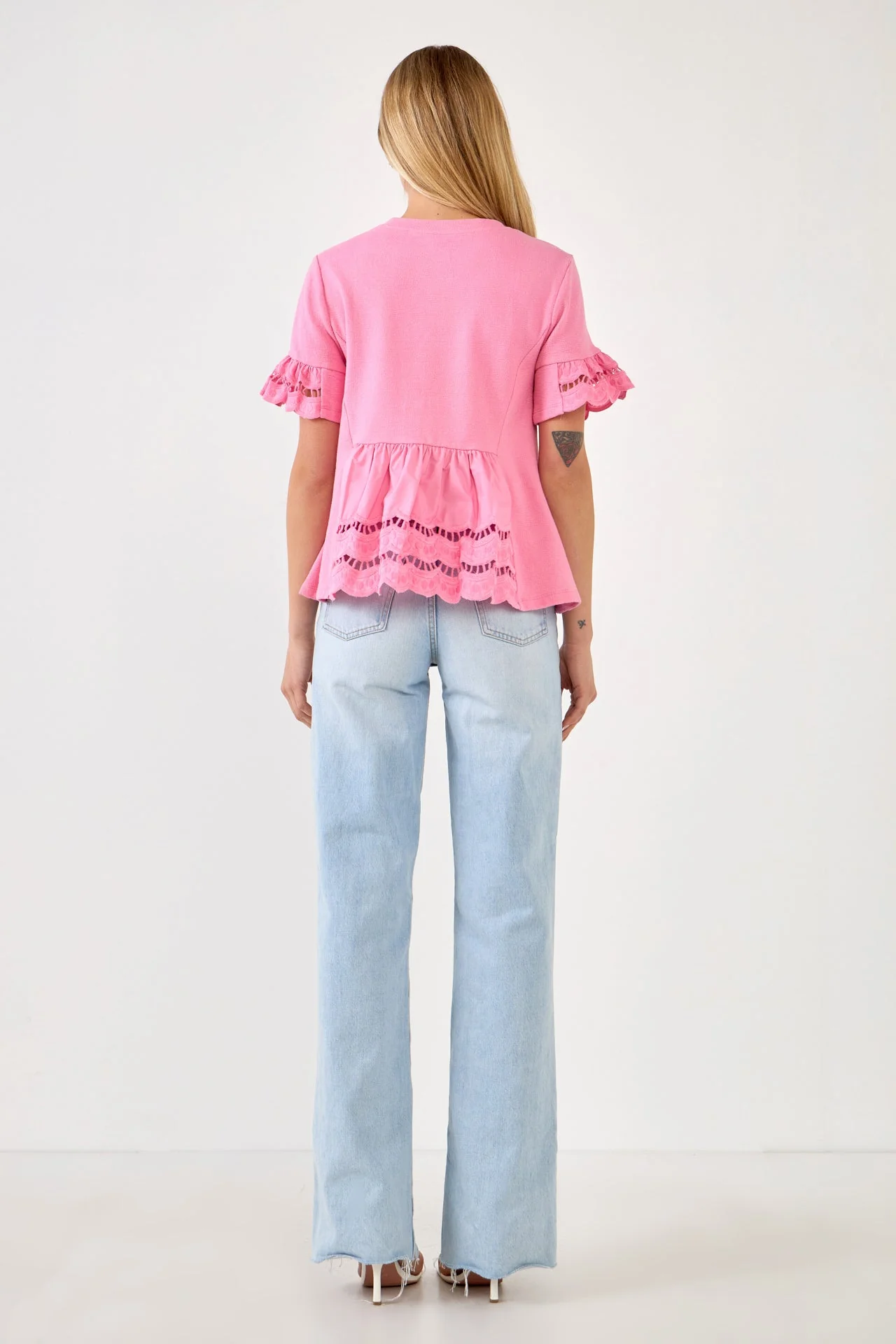 Knit Eyelet Mixed T-Shirts - Image 4
