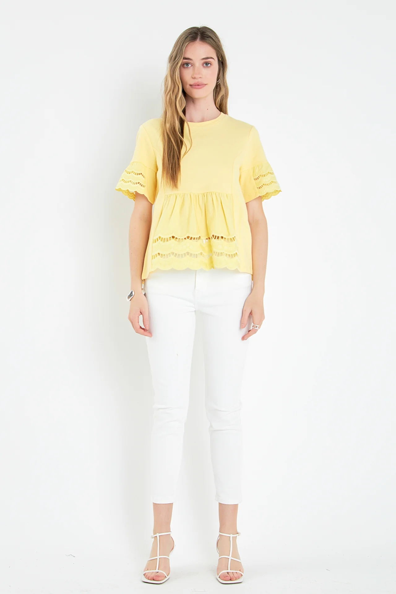 Knit Eyelet Mixed T-Shirts - Image 6