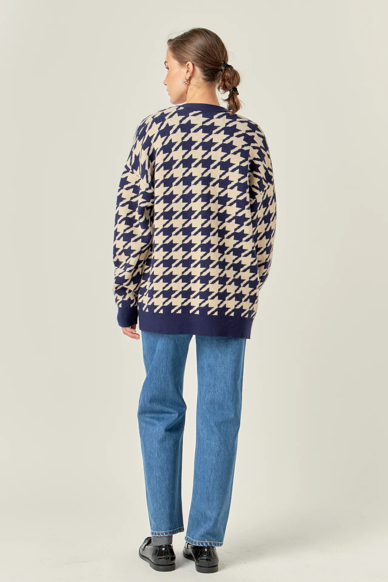 Knit Houndstooth Cardigan - Image 4