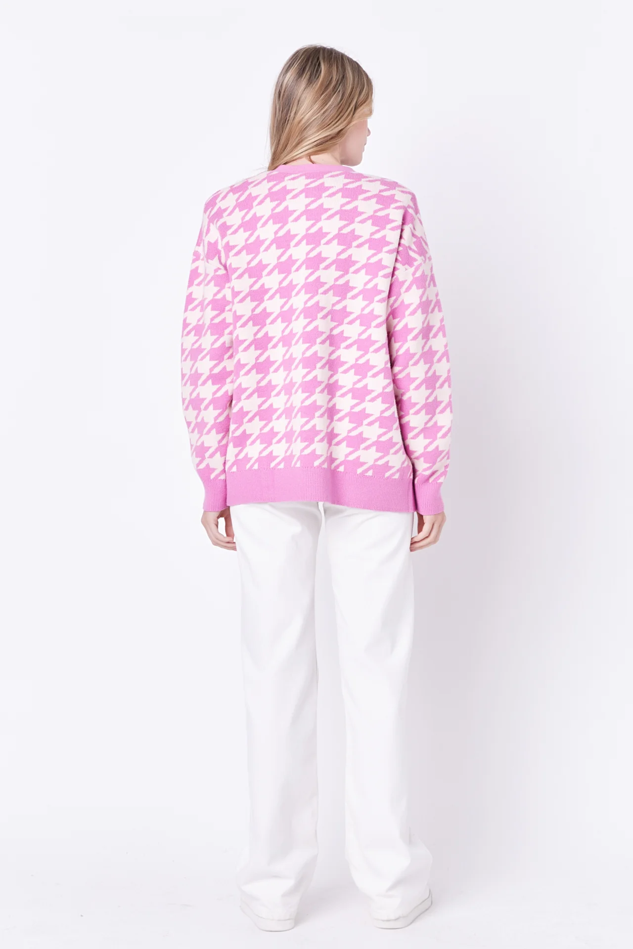 Knit Houndstooth Cardigan - Image 9