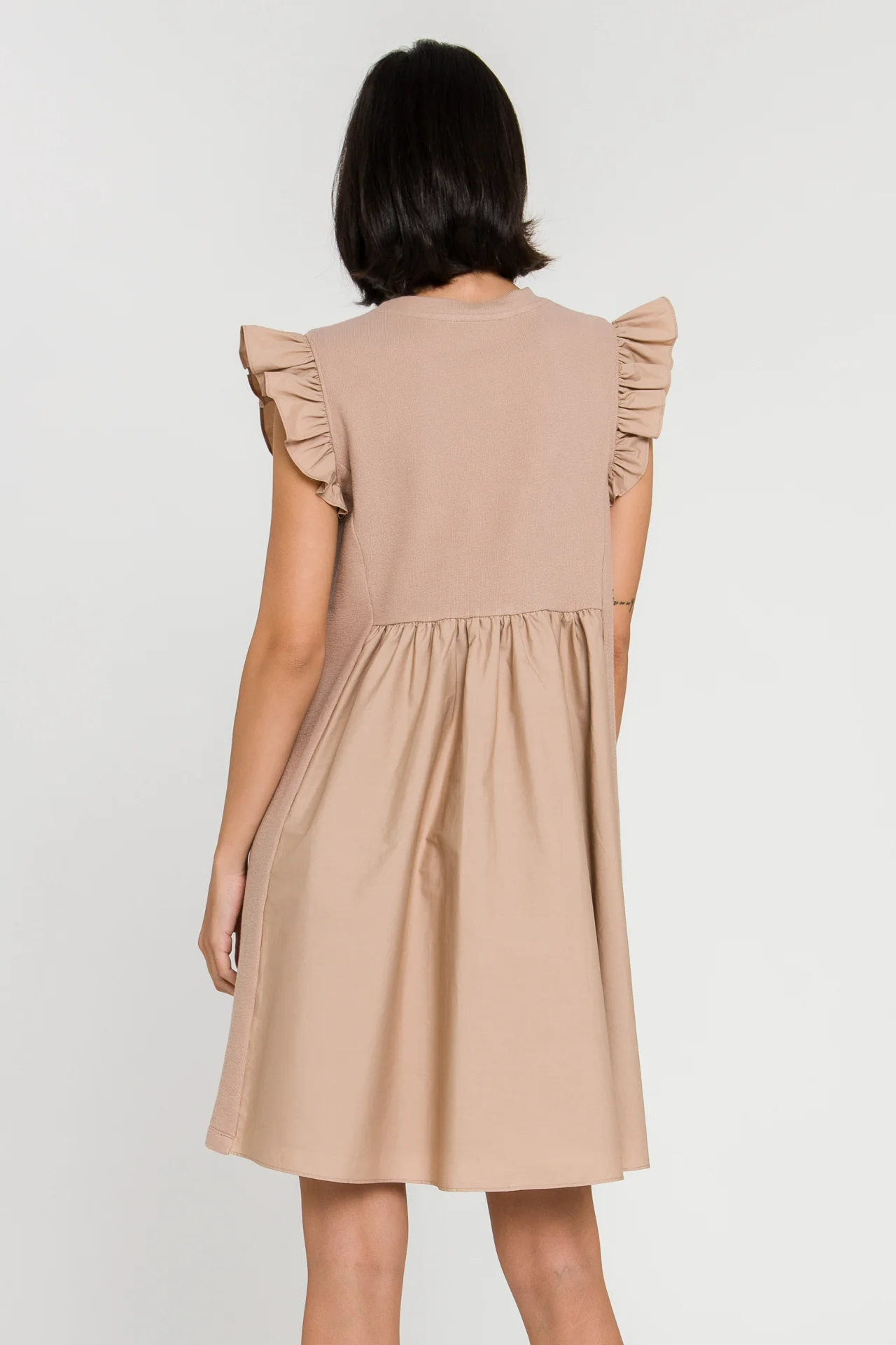 Mixed Media Ruffle Sleeve Mini Dress - Image 31
