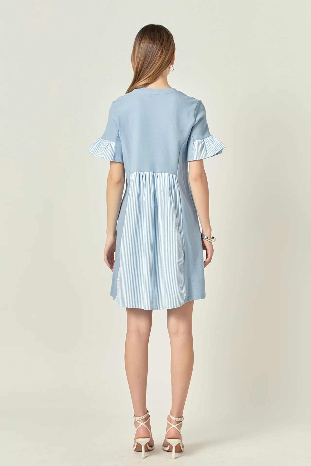 Knit Stripe Woven Mixed Dress - Image 14