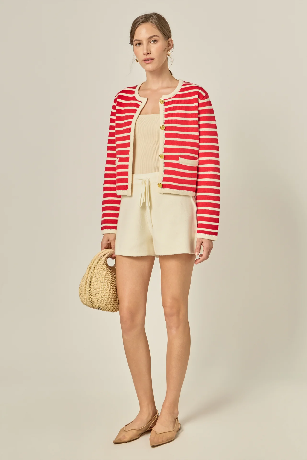Pepper Knit Sailor Stripe Cropped Sweater Cardigan - Image 11