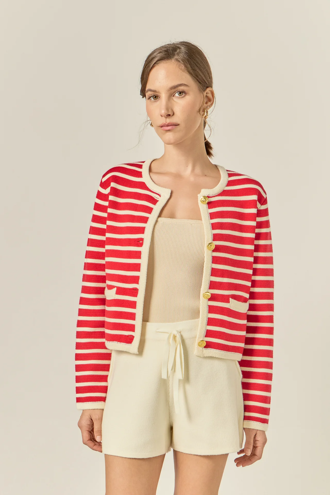 Pepper Knit Sailor Stripe Cropped Sweater Cardigan - Image 13