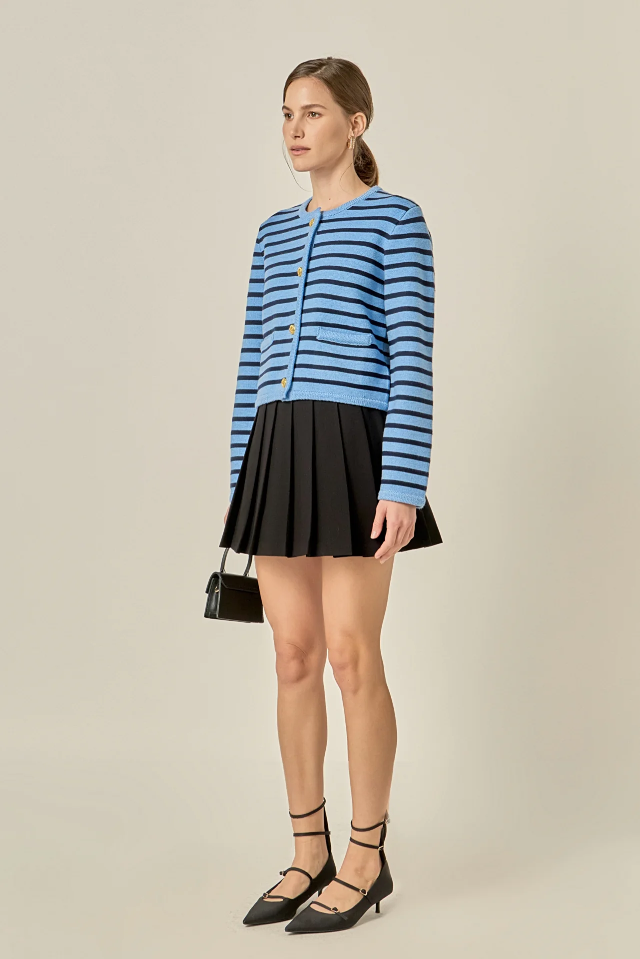 Pepper Knit Sailor Stripe Cropped Sweater Cardigan - Image 4