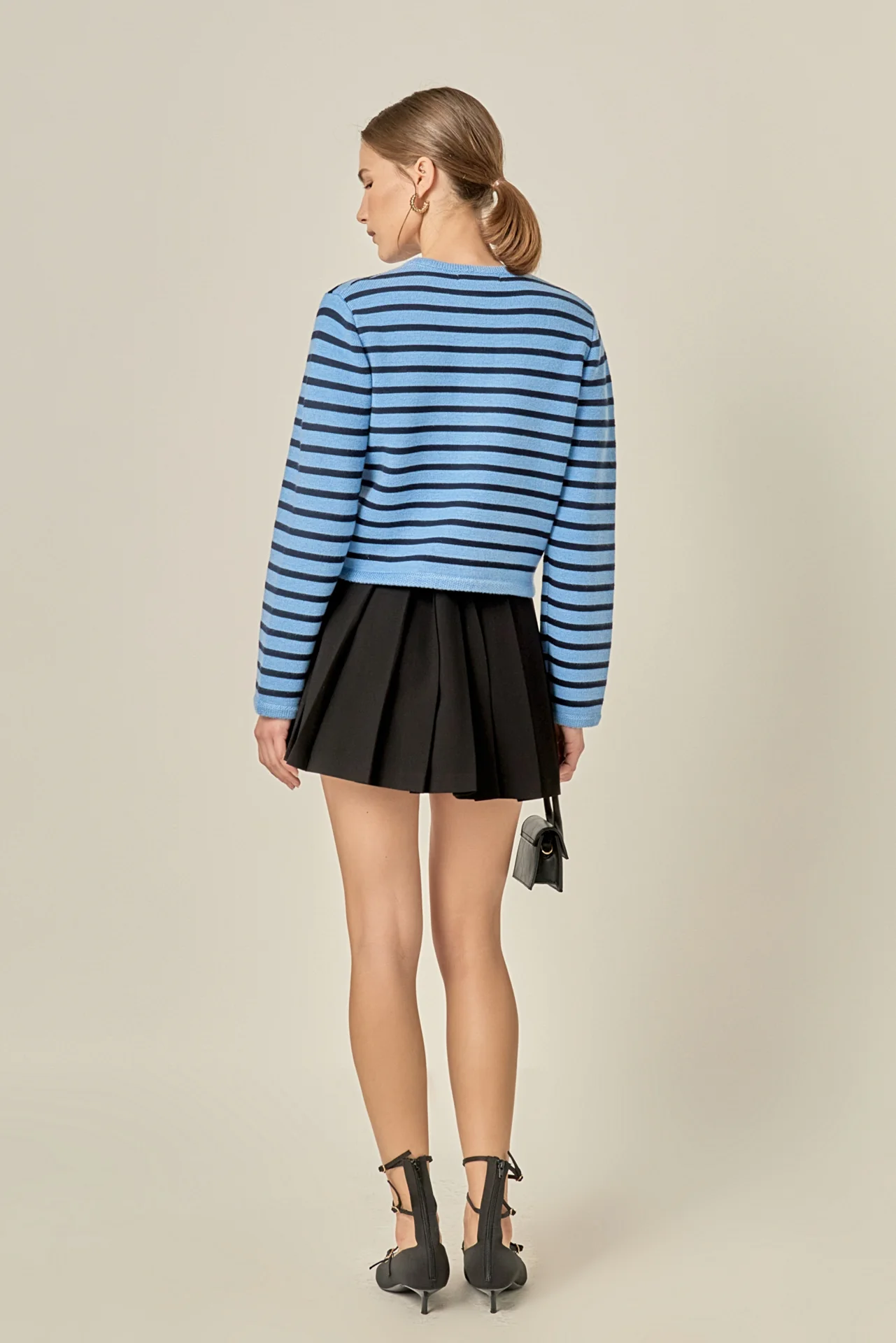 Pepper Knit Sailor Stripe Cropped Sweater Cardigan - Image 5