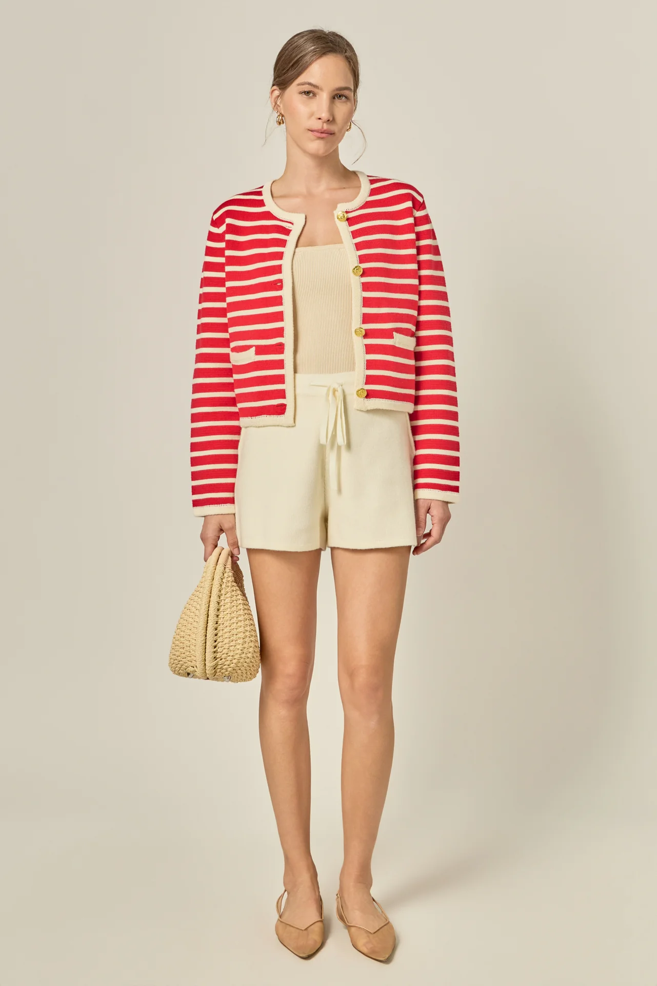 Pepper Knit Sailor Stripe Cropped Sweater Cardigan - Image 8