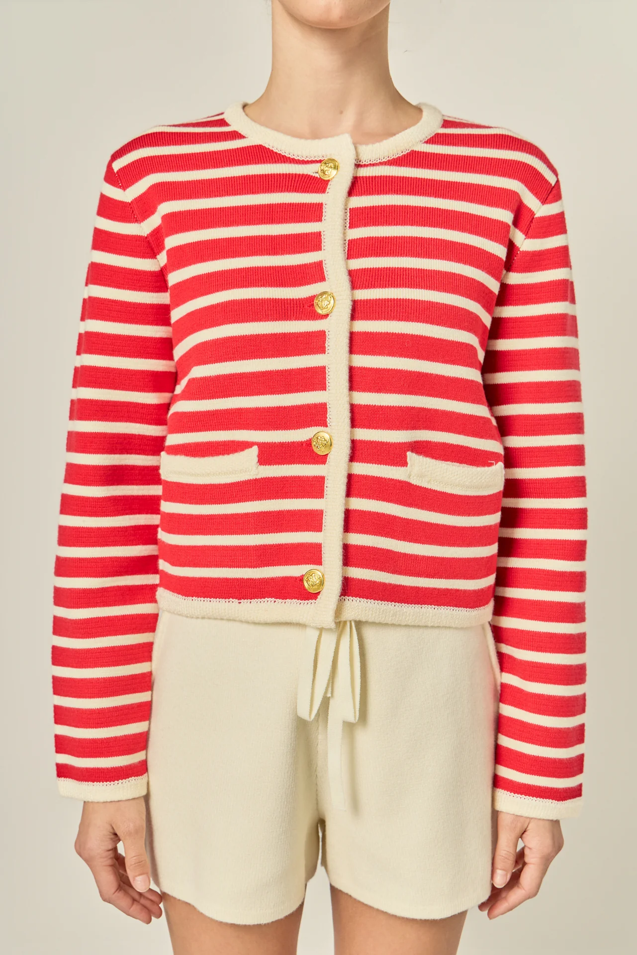 Pepper Knit Sailor Stripe Cropped Sweater Cardigan - Image 9