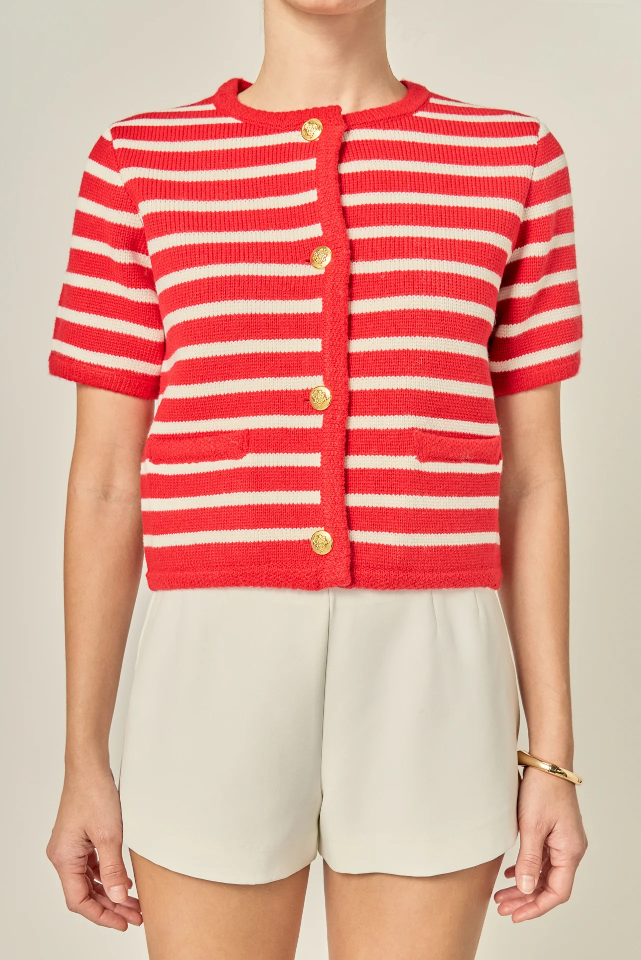 Knit Striped Sweater Cardigan - Image 14