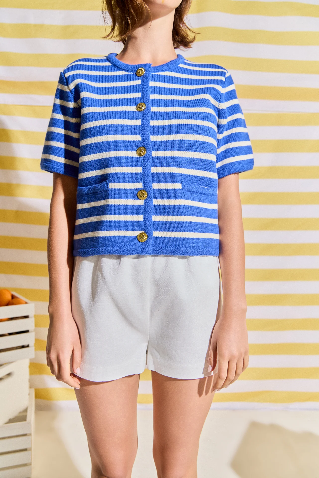 Knit Striped Sweater Cardigan - Image 2