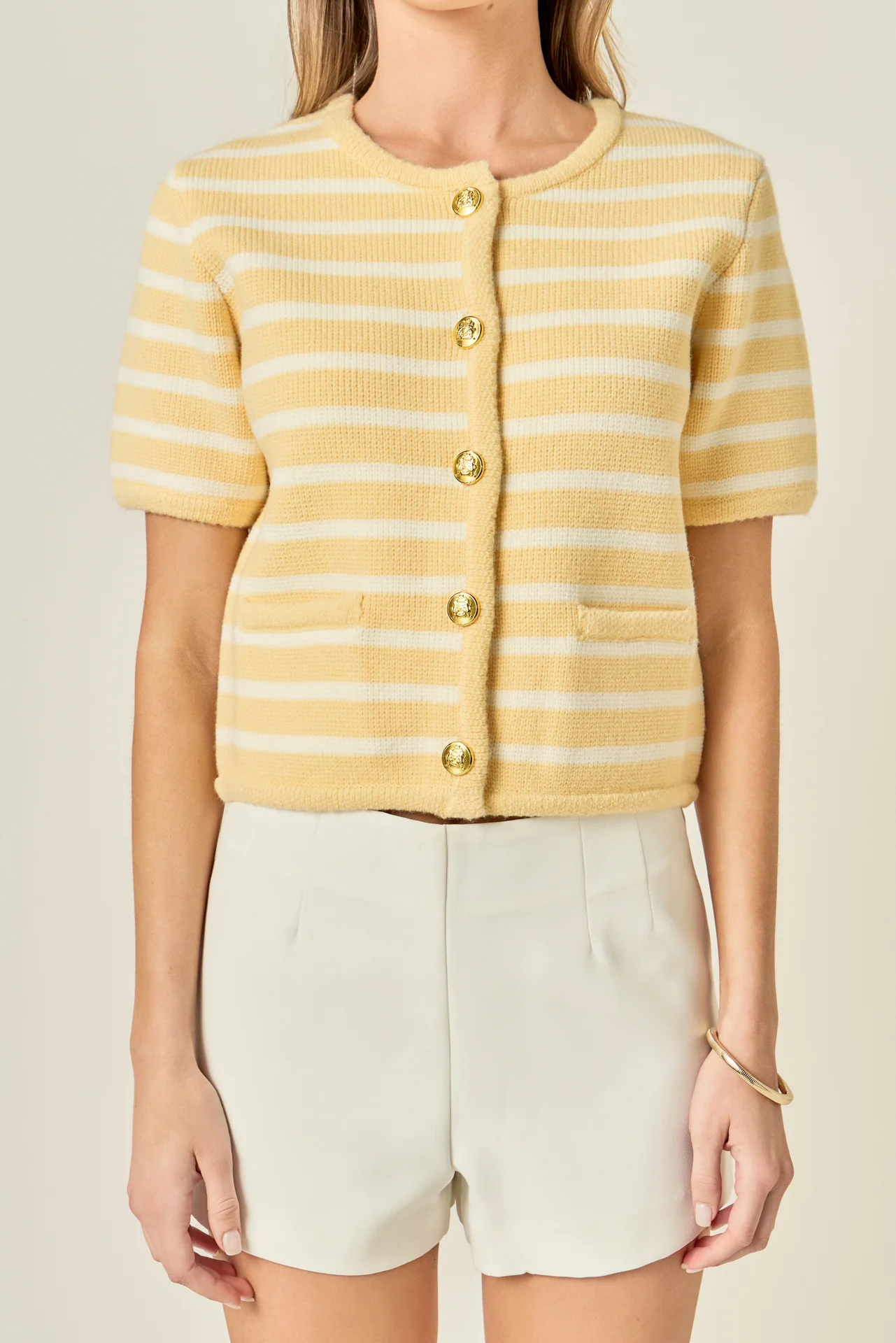 Knit Striped Sweater Cardigan - Image 8