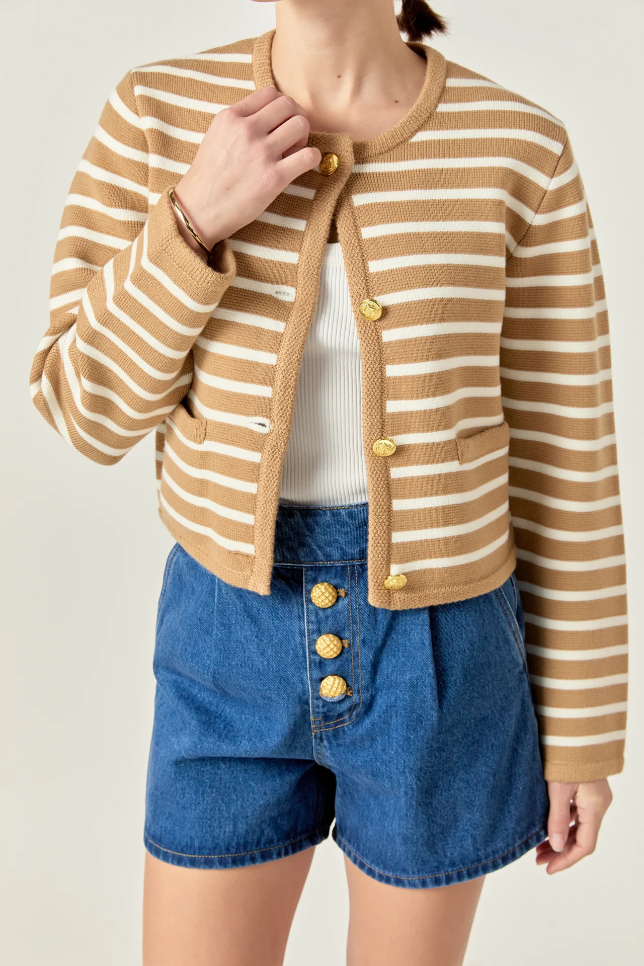 Knit Striped Sweater Cardigan - Image 12