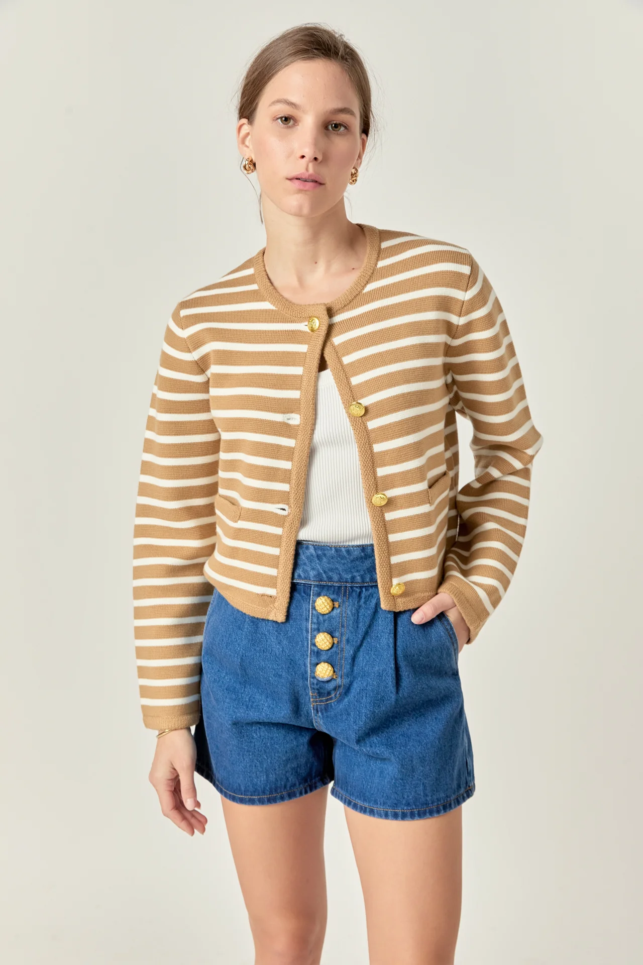 Knit Striped Sweater Cardigan - Image 15