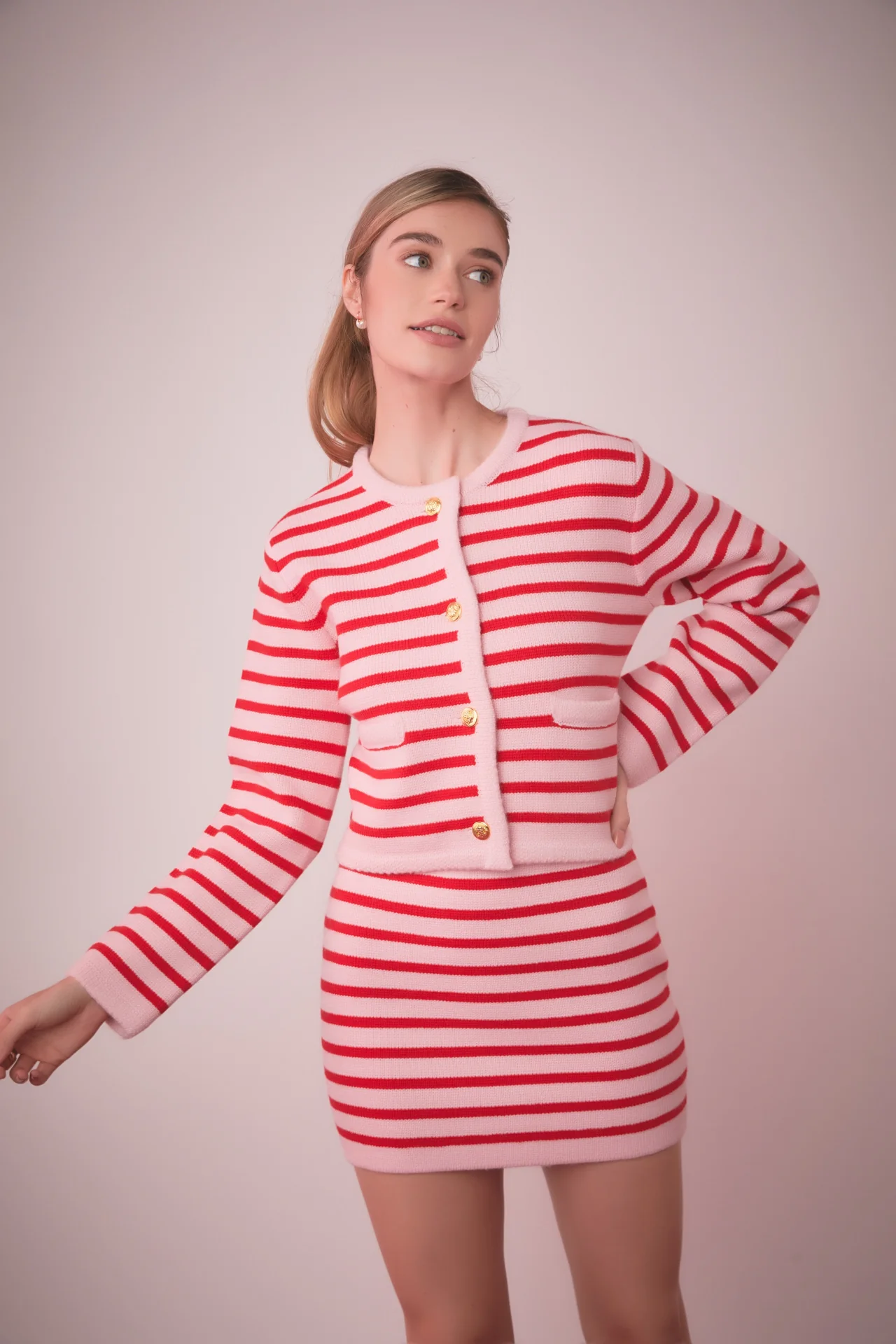Knit Striped Sweater Cardigan - Image 20