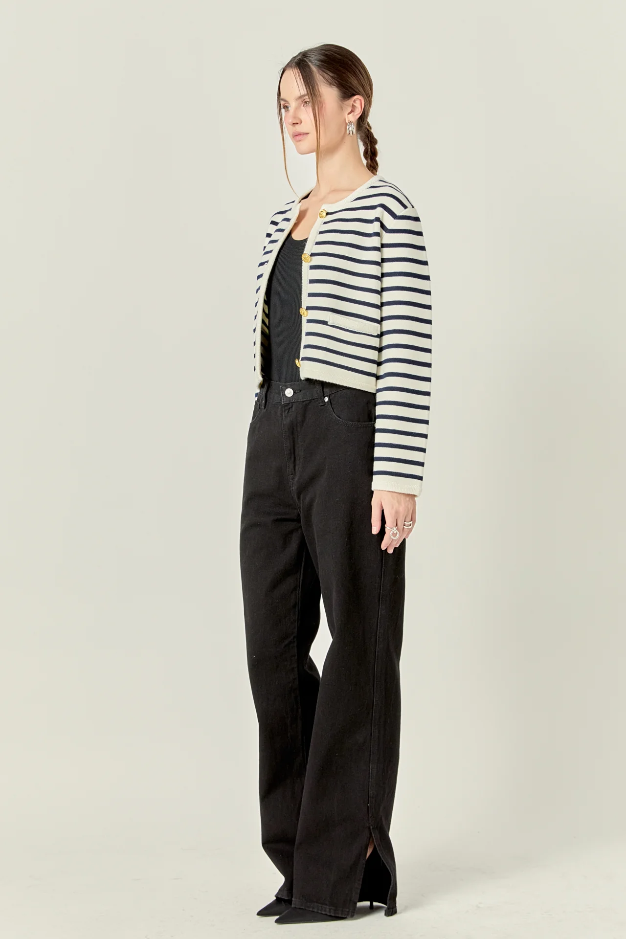 Knit Striped Sweater Cardigan - Image 3