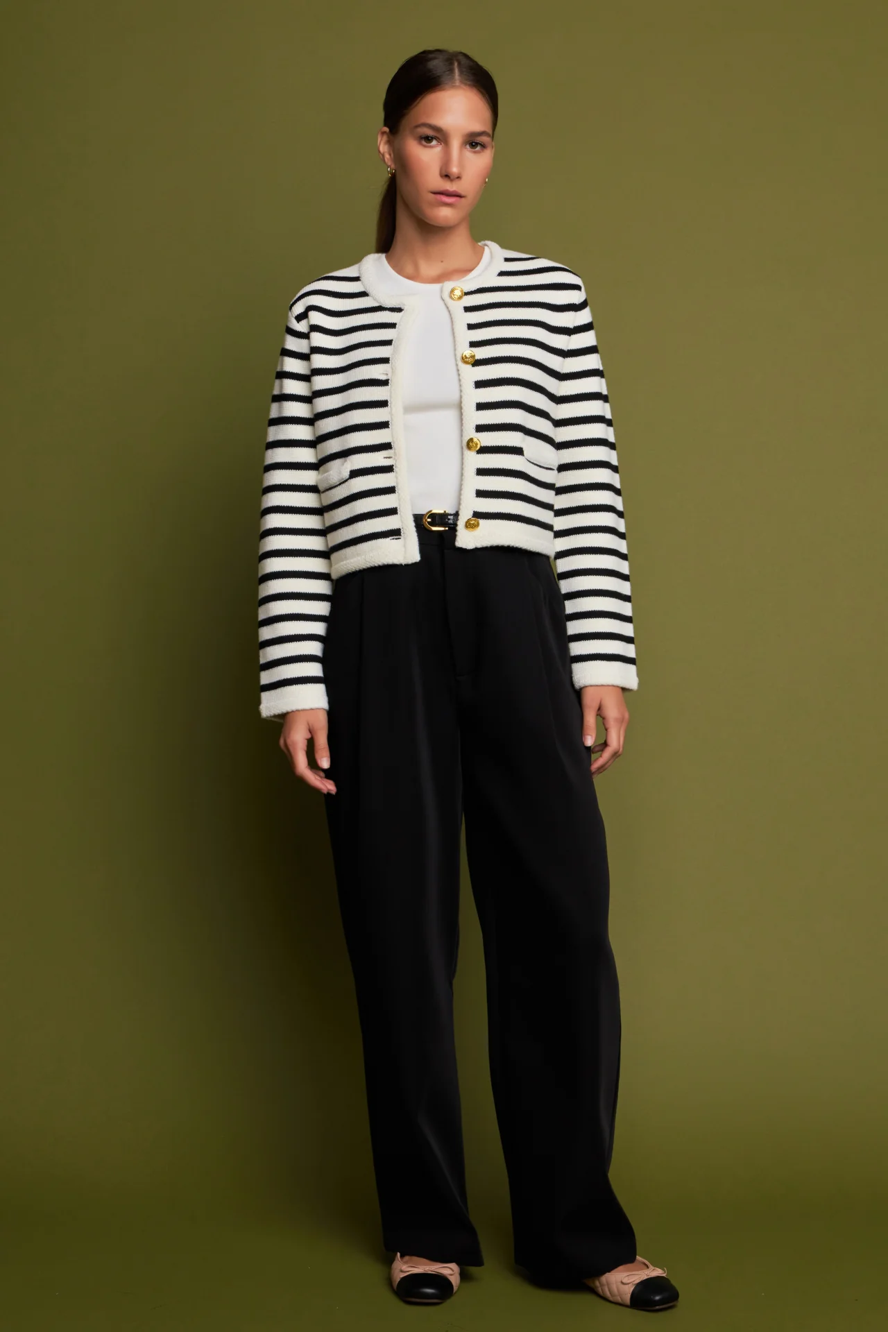 Knit Striped Sweater Cardigan - Image 31