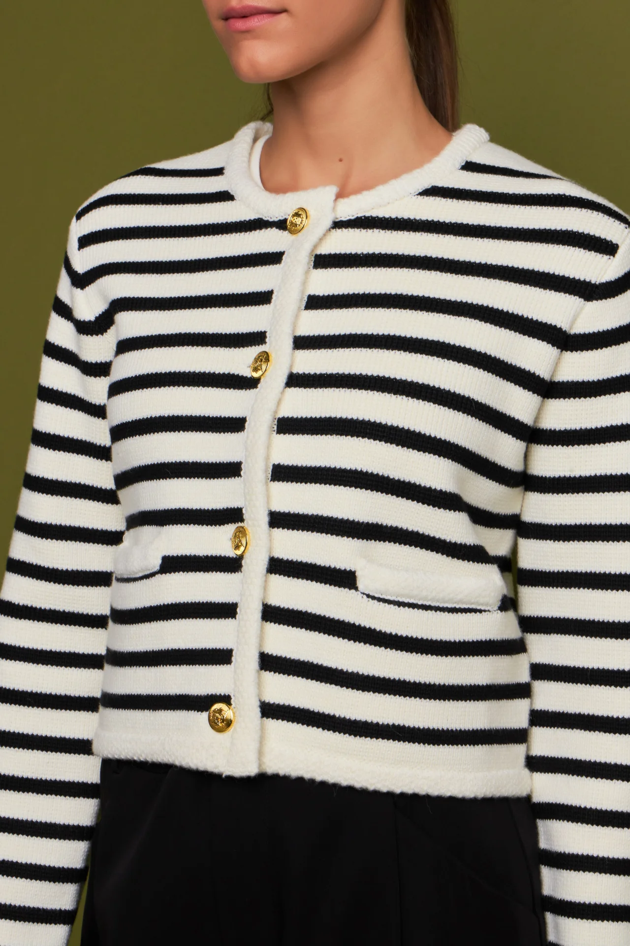 Knit Striped Sweater Cardigan - Image 32