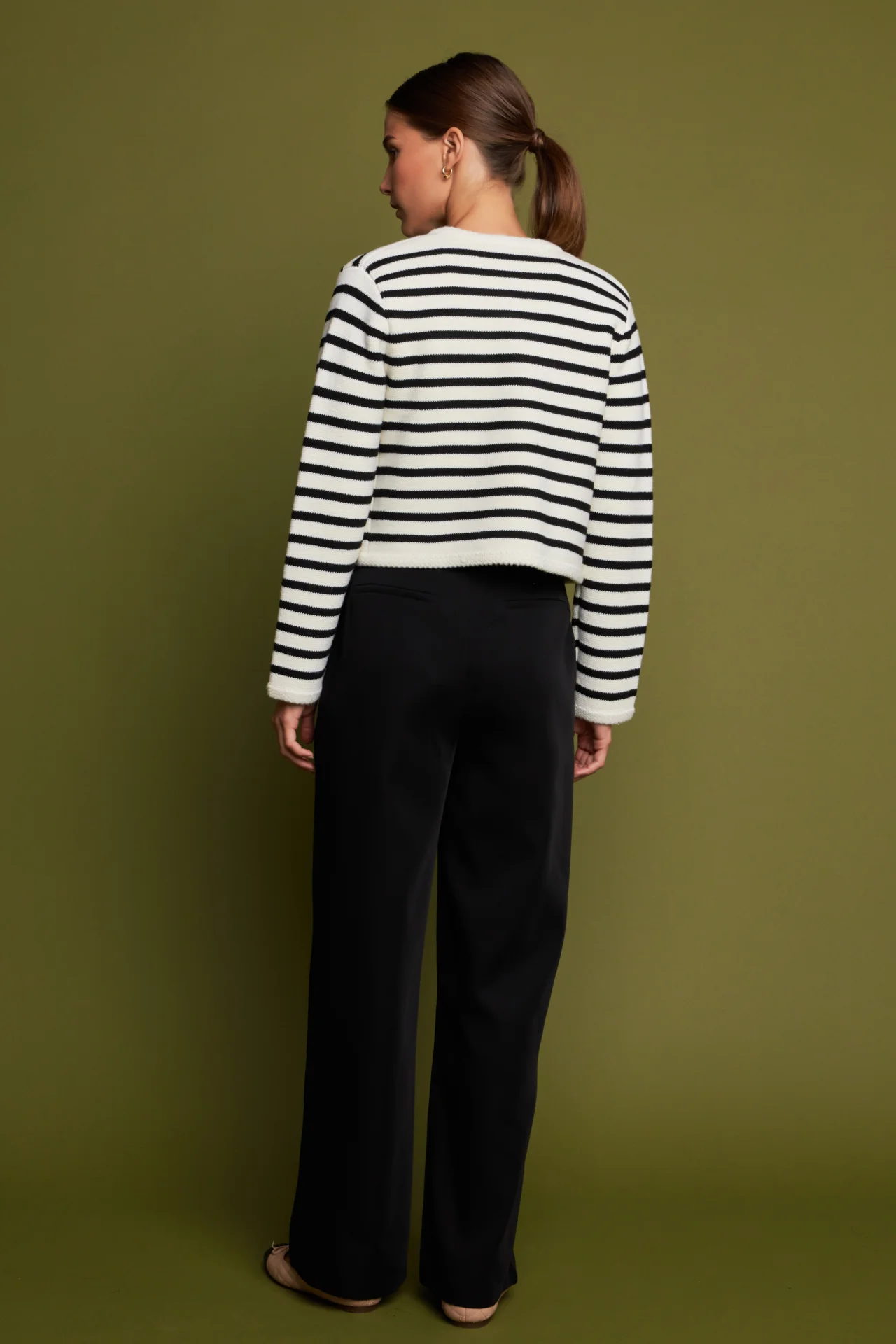Knit Striped Sweater Cardigan - Image 34