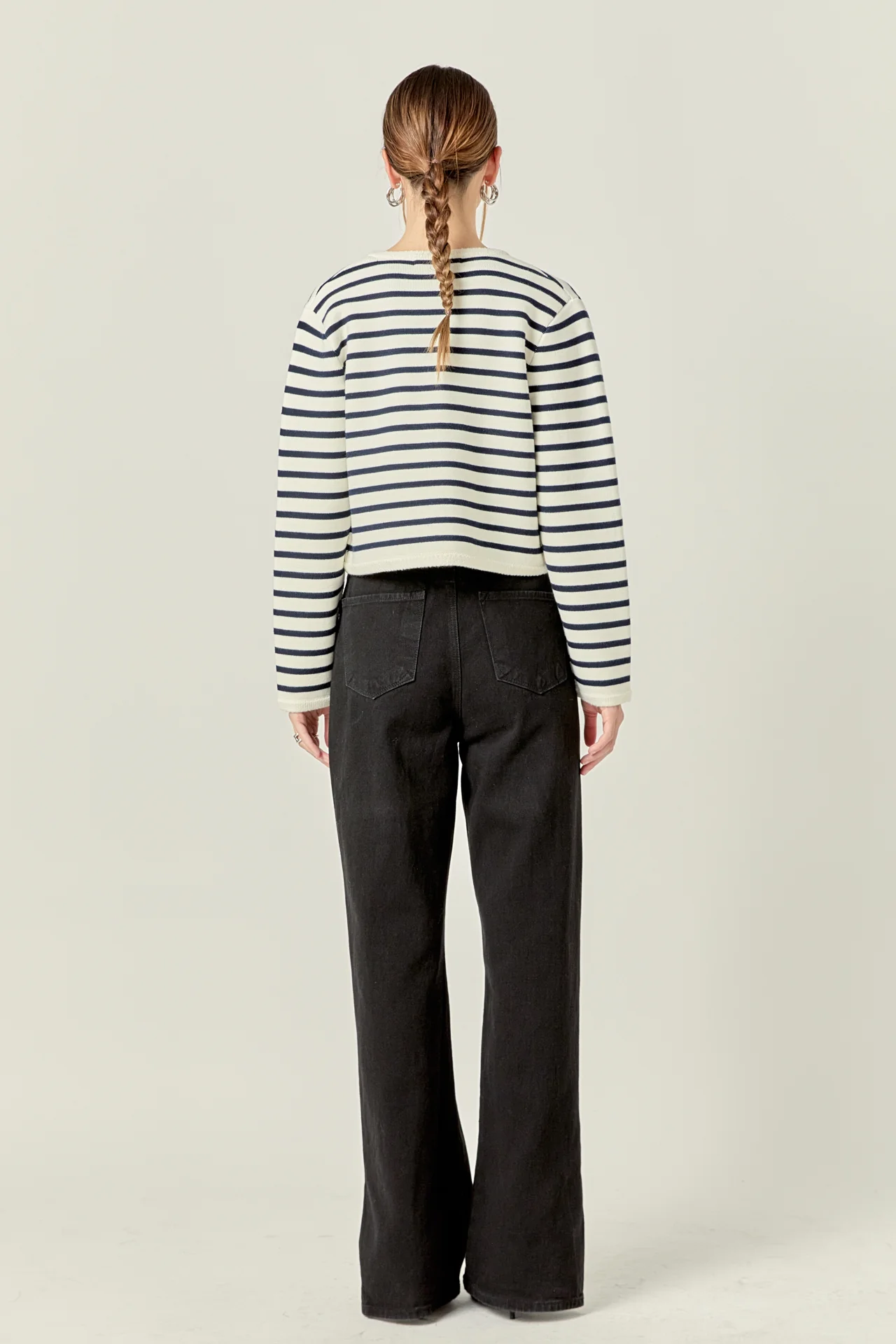 Knit Striped Sweater Cardigan - Image 4