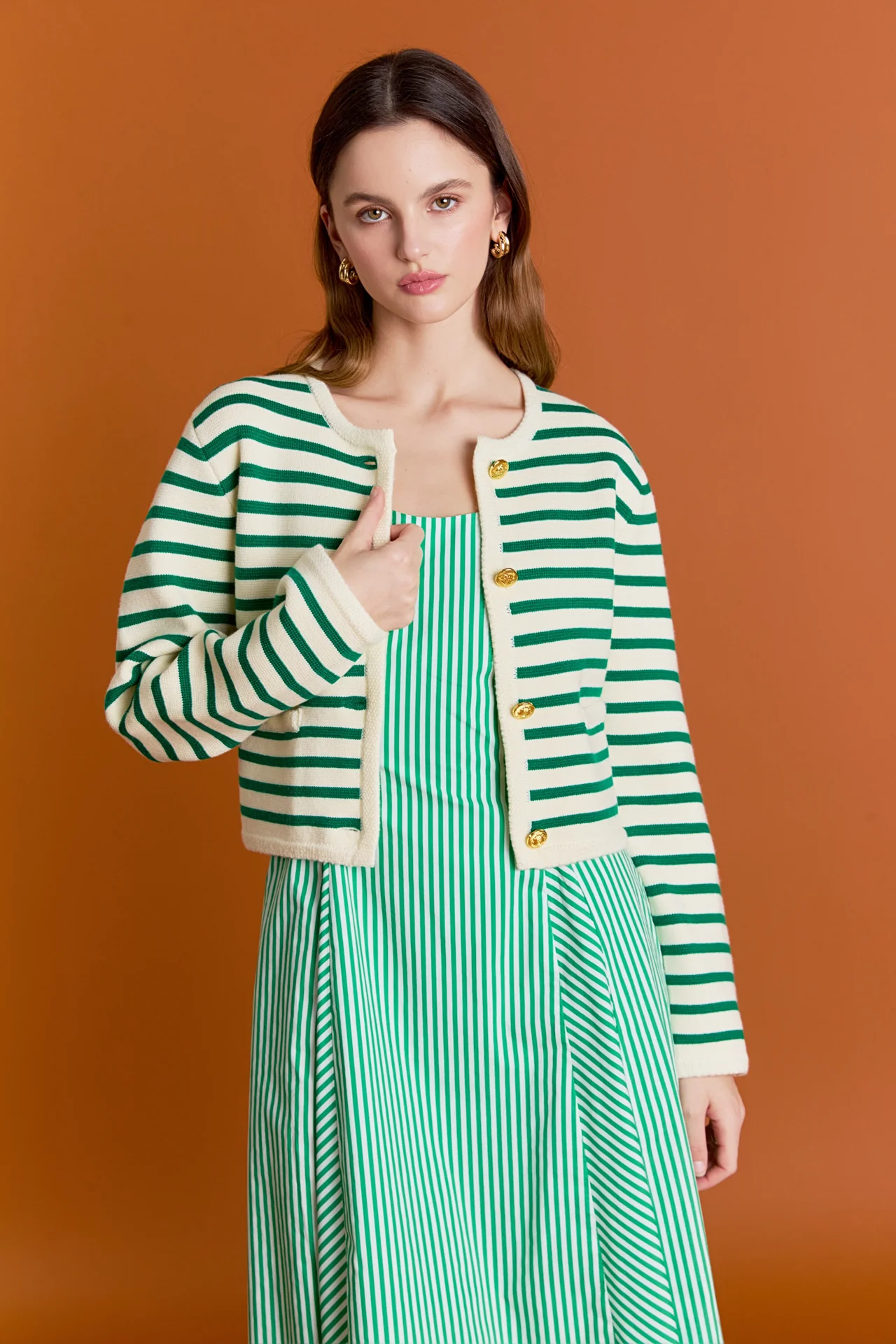 Knit Striped Sweater Cardigan - Image 6