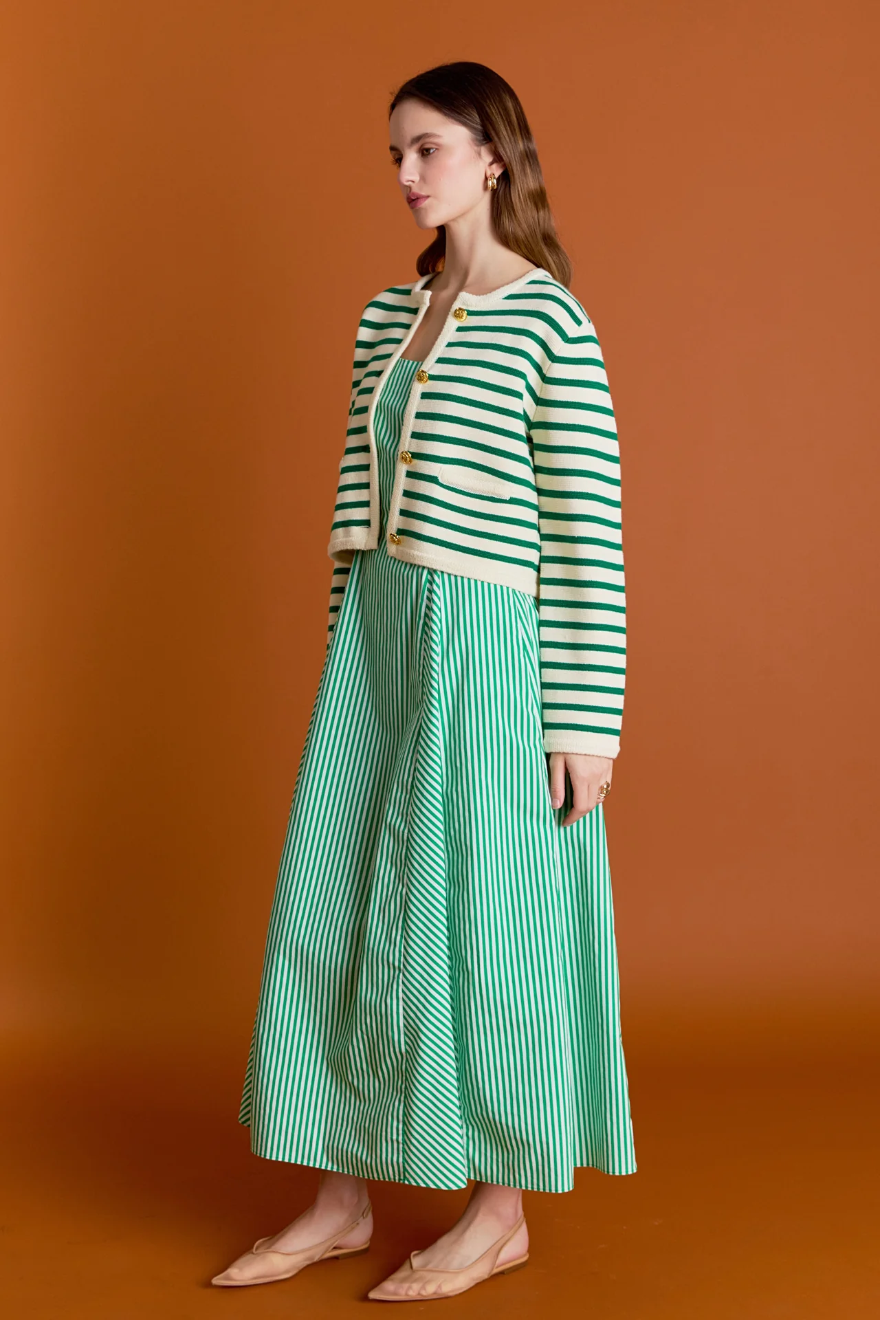 Knit Striped Sweater Cardigan - Image 8