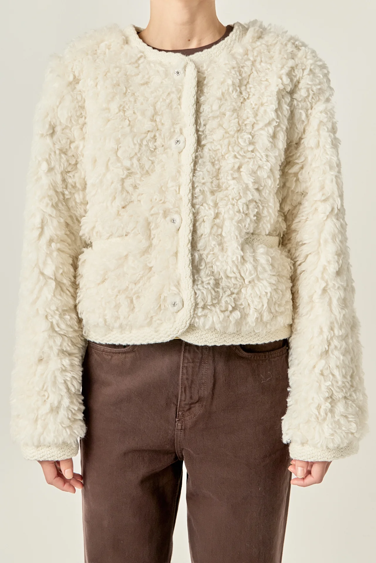 Knit Trim Teddy Jacket - Image 2