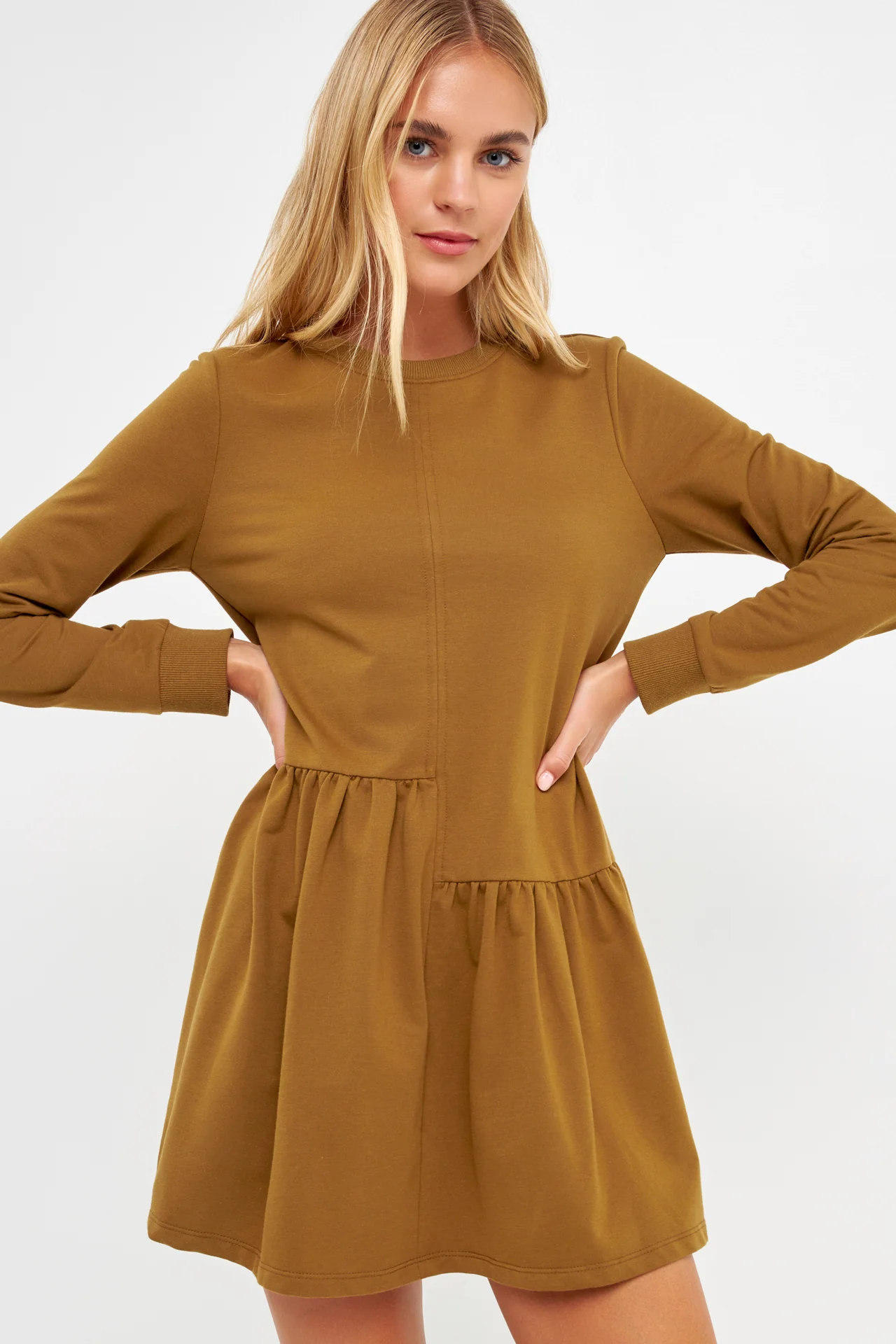 Knit Unbalanced Seam Dress - Image 15
